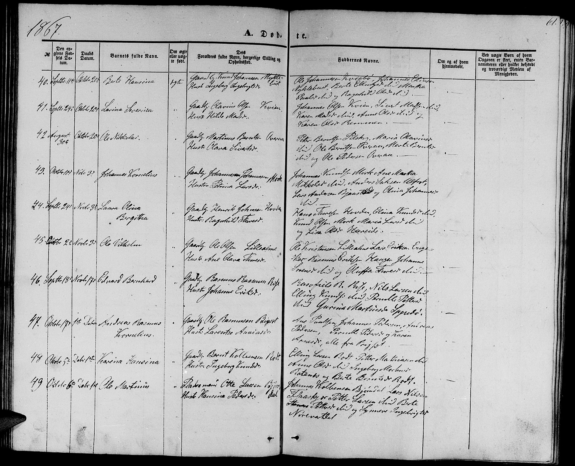 Ministerialprotokoller, klokkerbøker og fødselsregistre - Møre og Romsdal, SAT/A-1454/510/L0124: Klokkerbok nr. 510C01, 1854-1877, s. 61