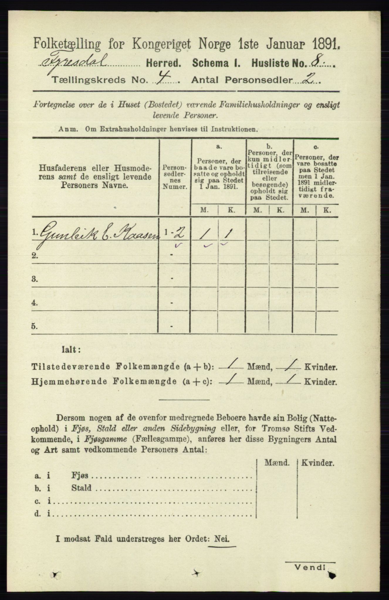 RA, Folketelling 1891 for 0831 Fyresdal herred, 1891, s. 749