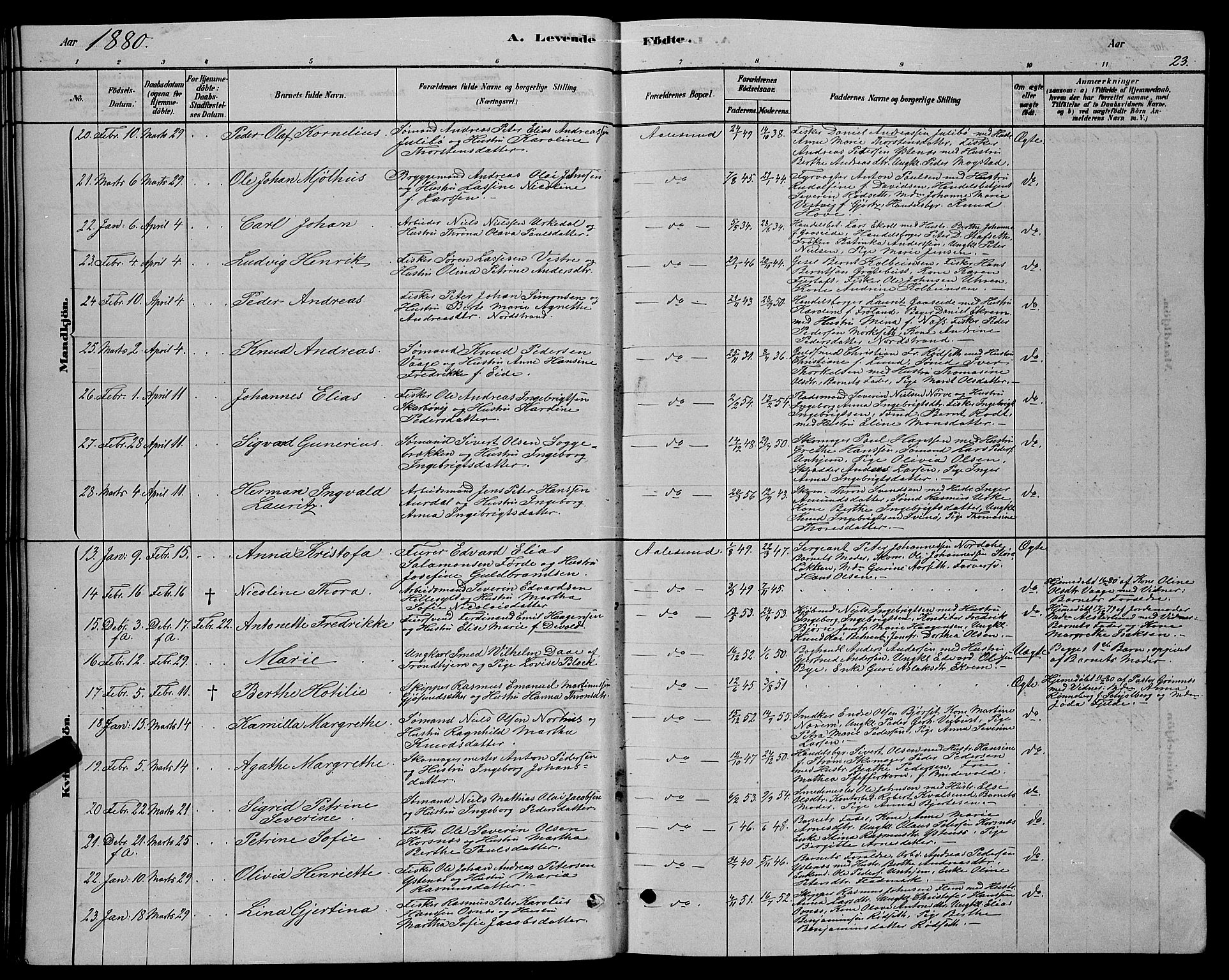 Ministerialprotokoller, klokkerbøker og fødselsregistre - Møre og Romsdal, AV/SAT-A-1454/529/L0466: Klokkerbok nr. 529C03, 1878-1888, s. 23