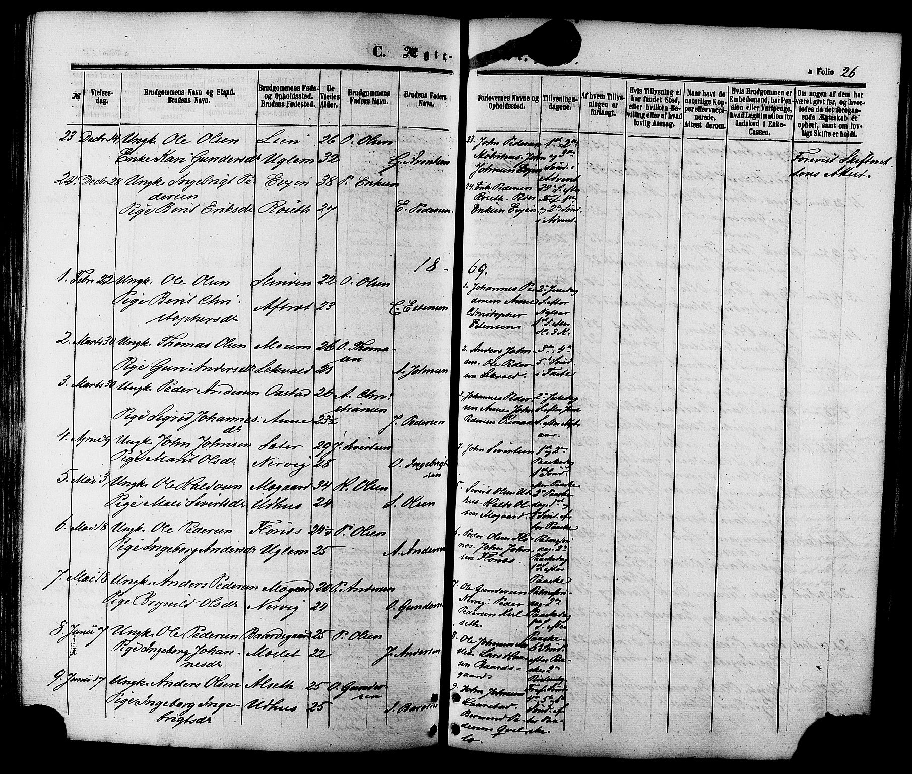 Ministerialprotokoller, klokkerbøker og fødselsregistre - Sør-Trøndelag, SAT/A-1456/695/L1147: Ministerialbok nr. 695A07, 1860-1877, s. 26