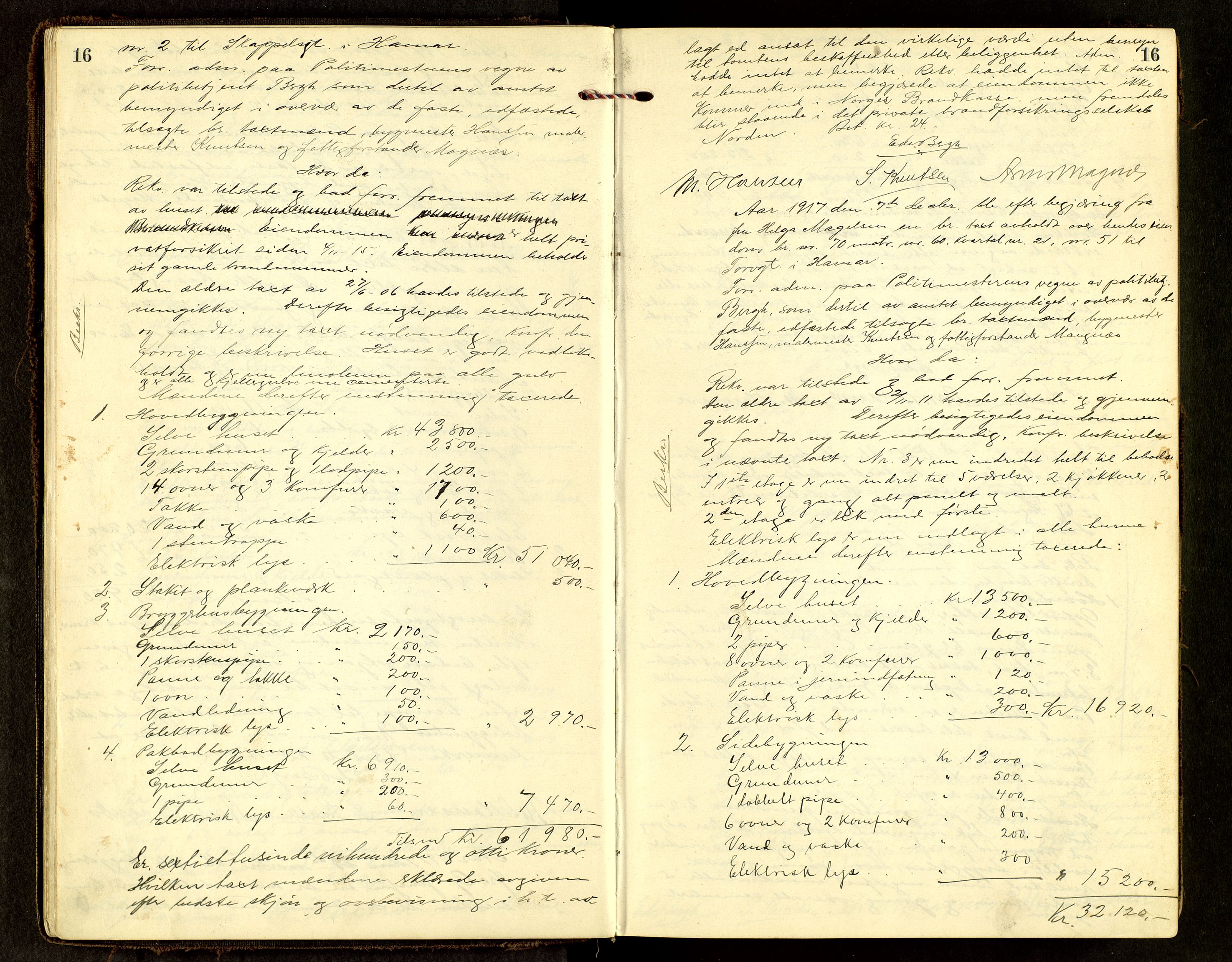 Norges Brannkasse, Hamar, AV/SAH-NBRANH-006/F/Fa/L0008: Branntakstprotokoll, 1917-1927, s. 16