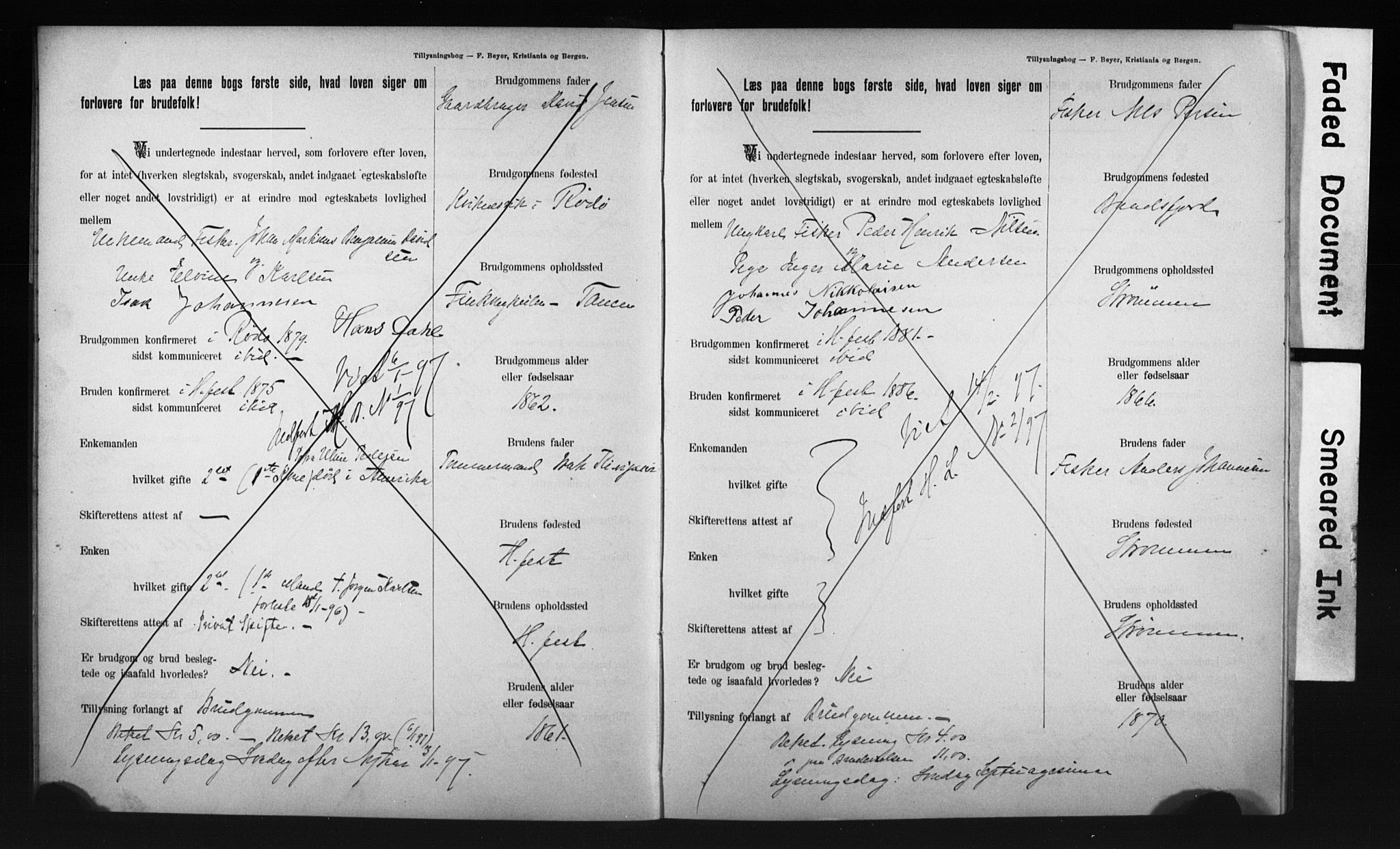 Hammerfest sokneprestkontor, AV/SATØ-S-1347/I/Ib/L0070/0004: Lysningsprotokoll nr. 70.4, 1896-1899