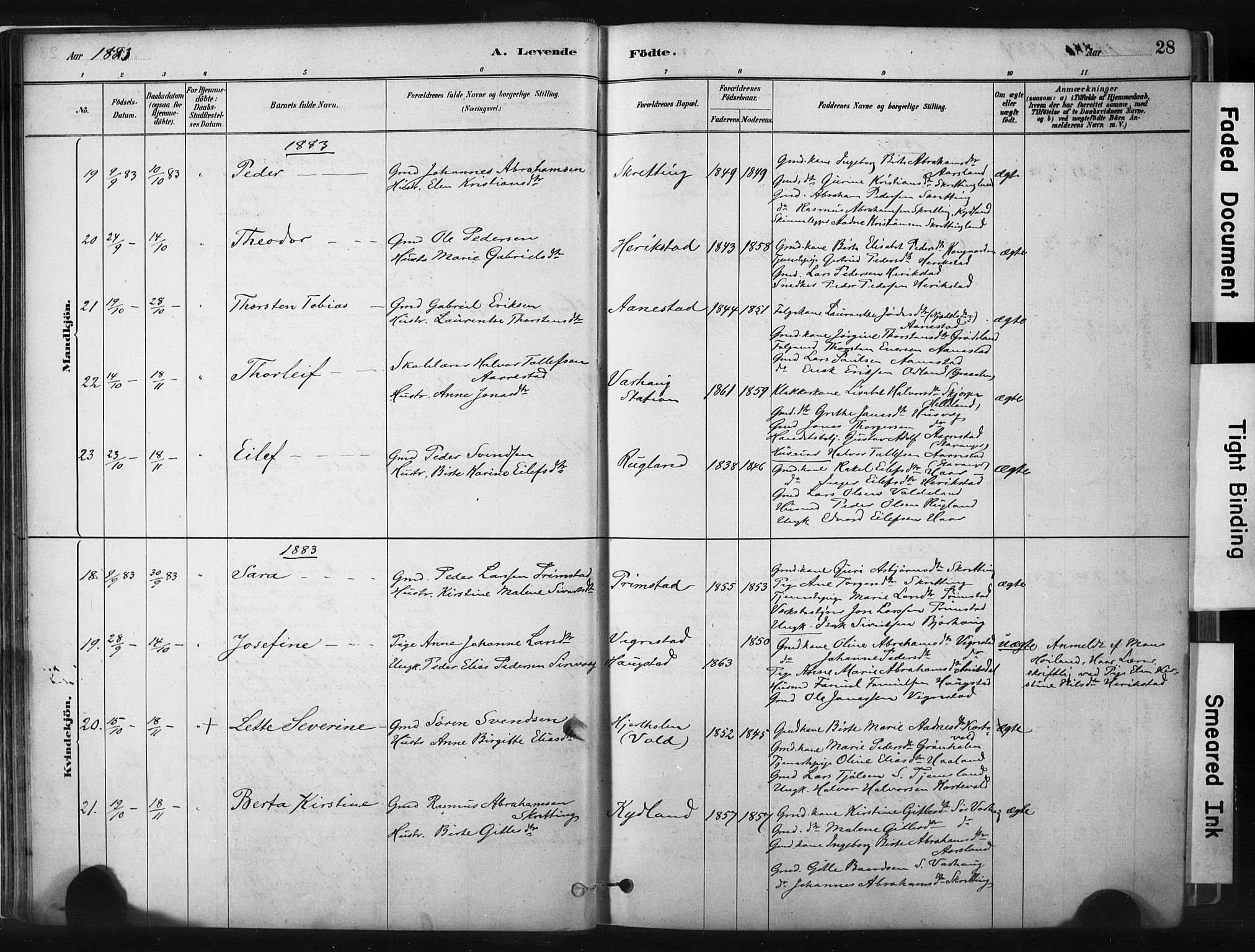 Hå sokneprestkontor, AV/SAST-A-101801/001/30BA/L0011: Ministerialbok nr. A 10, 1879-1900, s. 28