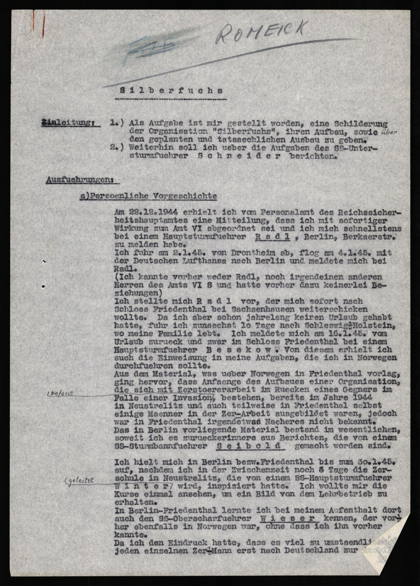 Forsvaret, Forsvarets overkommando II, AV/RA-RAFA-3915/D/Db/L0028: CI Questionaires. Tyske okkupasjonsstyrker i Norge. Tyskere., 1945-1946, s. 93