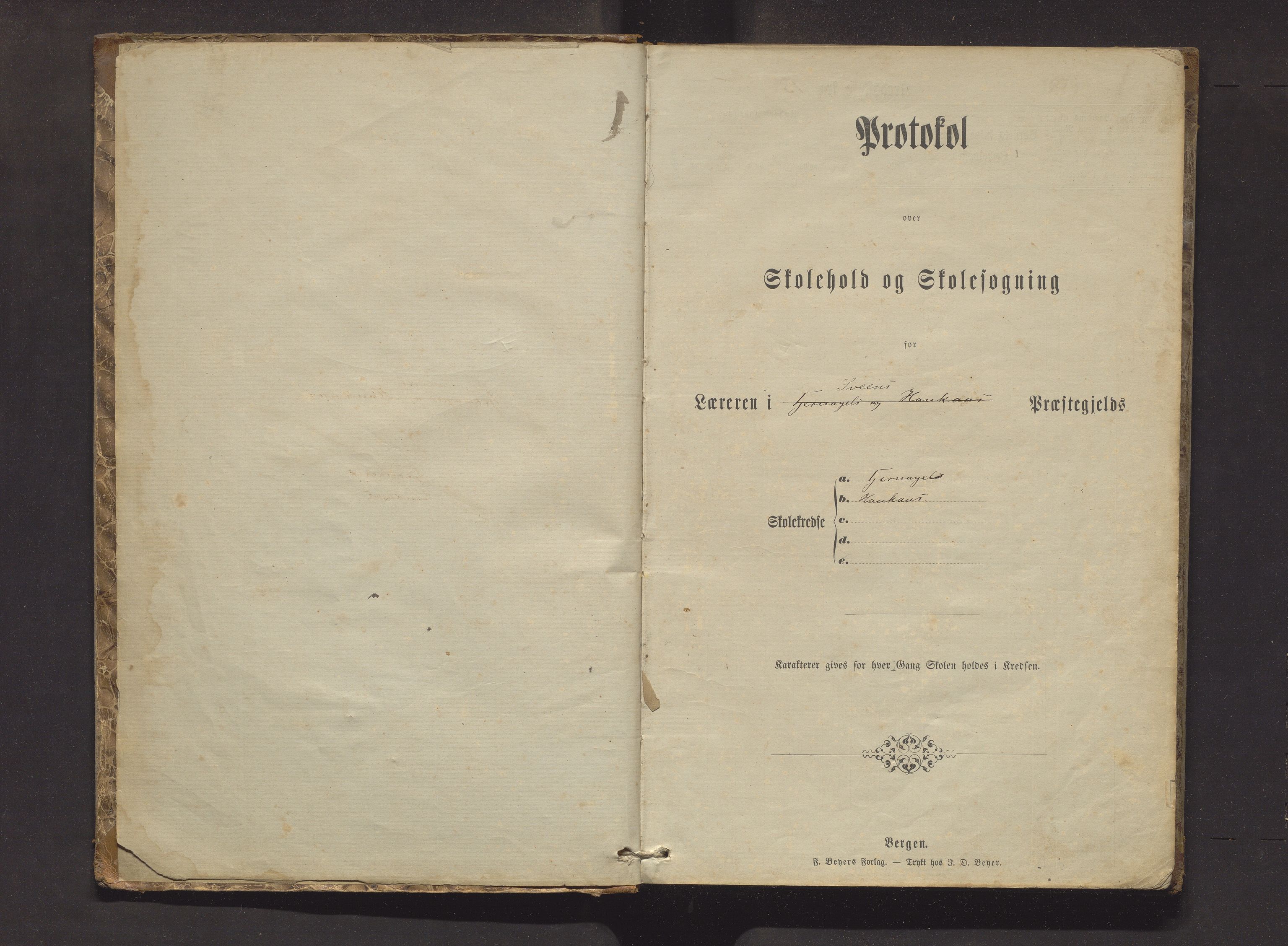 Sveio kommune. Barneskulane, IKAH/1216-231/F/Fa/L0028: Skuleprotokoll for Tjernagel, Haukane, Lid, Rød, Tveita og Kvalvåg krinsar , 1873-1896