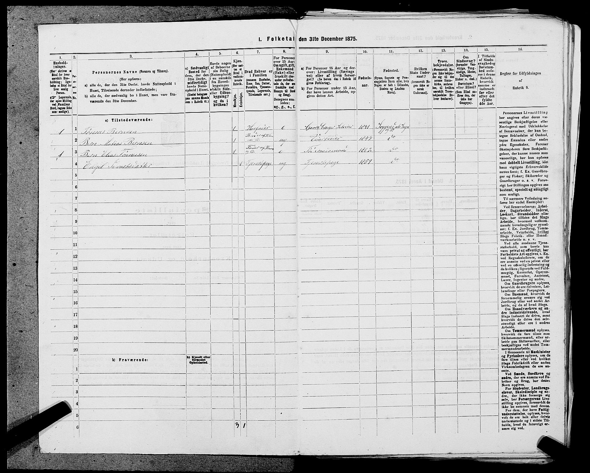 SAST, Folketelling 1875 for 1111L Sokndal prestegjeld, Sokndal landsokn, 1875, s. 264