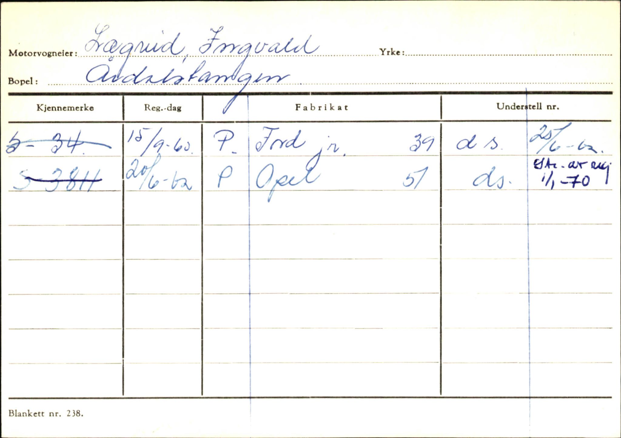 Statens vegvesen, Sogn og Fjordane vegkontor, SAB/A-5301/4/F/L0145: Registerkort Vågsøy S-Å. Årdal I-P, 1945-1975, s. 1553