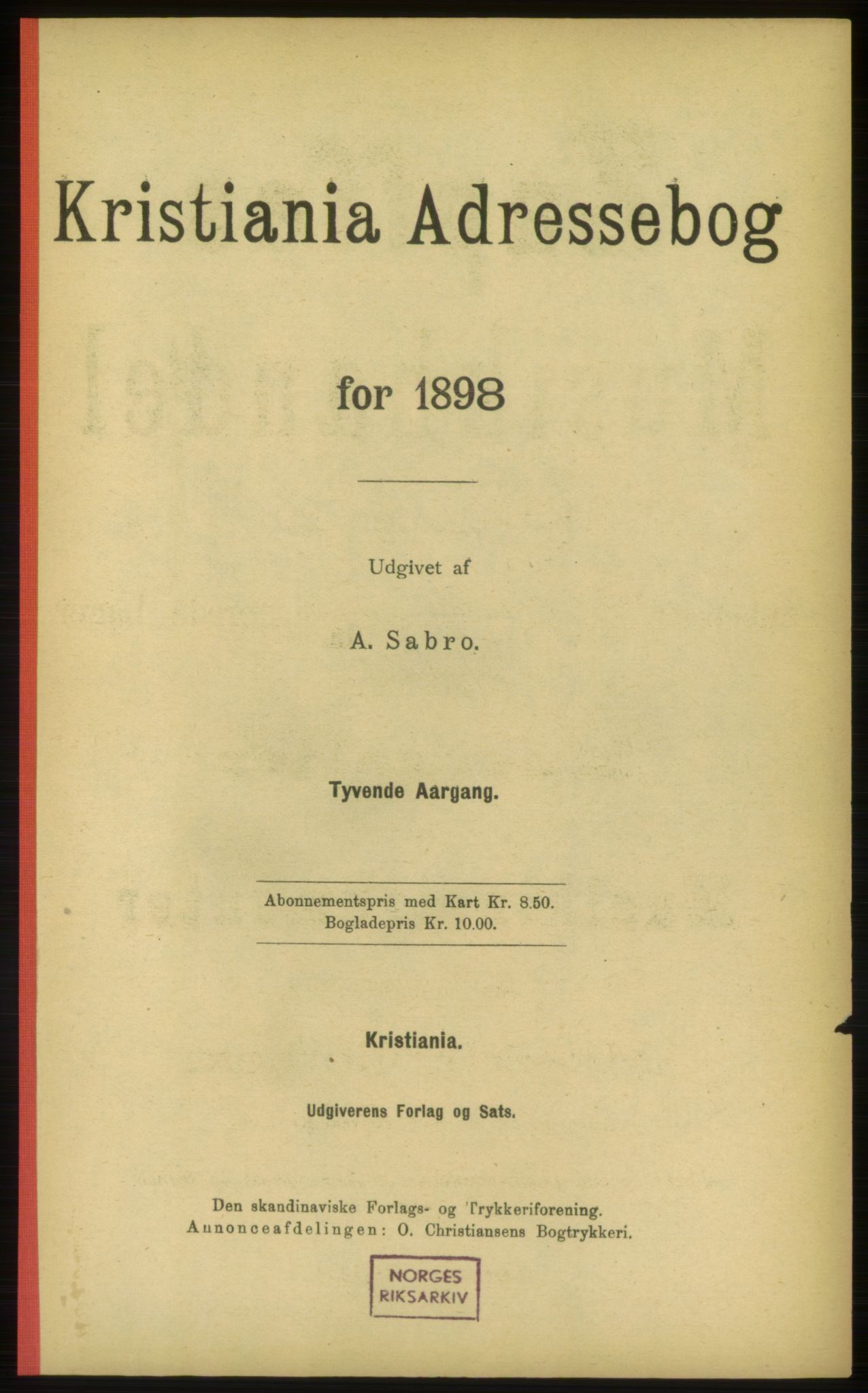 Kristiania/Oslo adressebok, PUBL/-, 1898