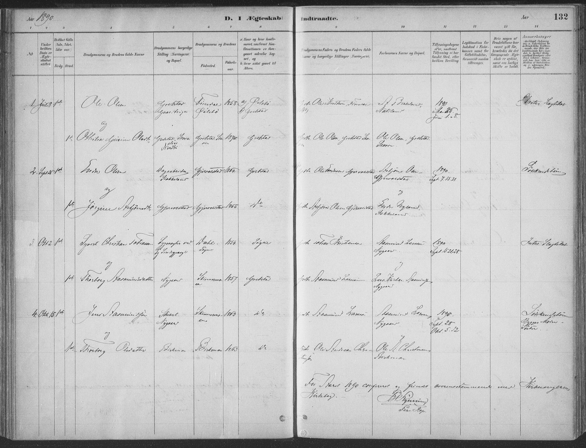 Søgne sokneprestkontor, SAK/1111-0037/F/Fa/Faa/L0003: Ministerialbok nr. A 3, 1883-1910, s. 132