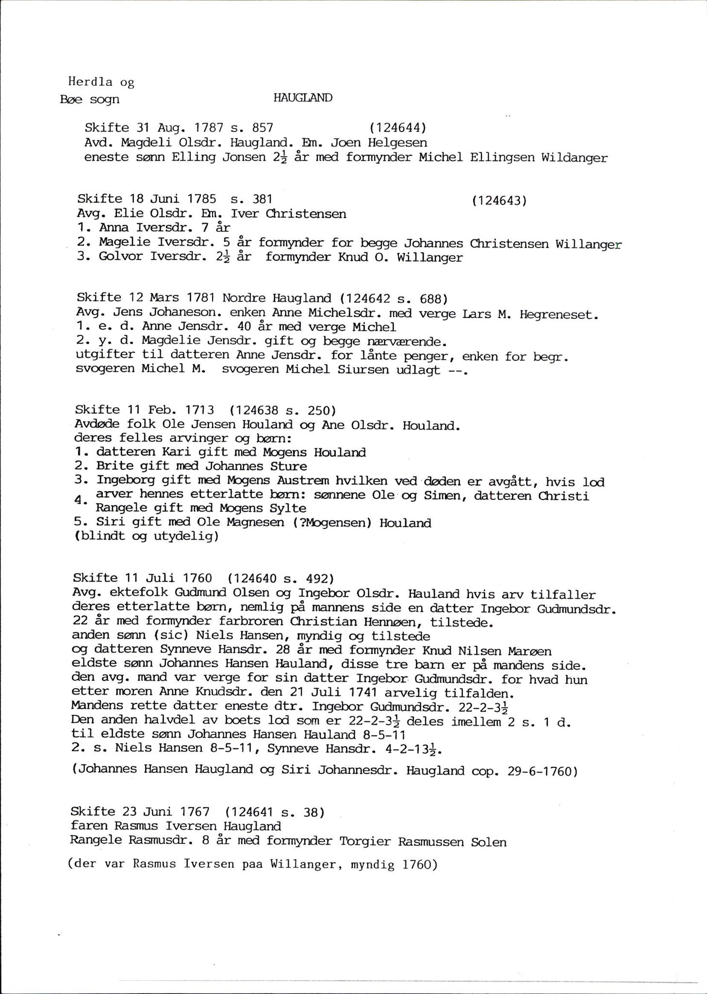Samling av fulltekstavskrifter, SAB/FULLTEKST/D/12/0001: Skifter og andre opplysninger fra gårder i Manger prestegjeld (soknene Herdla, Bø, Sæbø og Manger) ca. 1700 - ca. 1800, 1700-1800, s. 74
