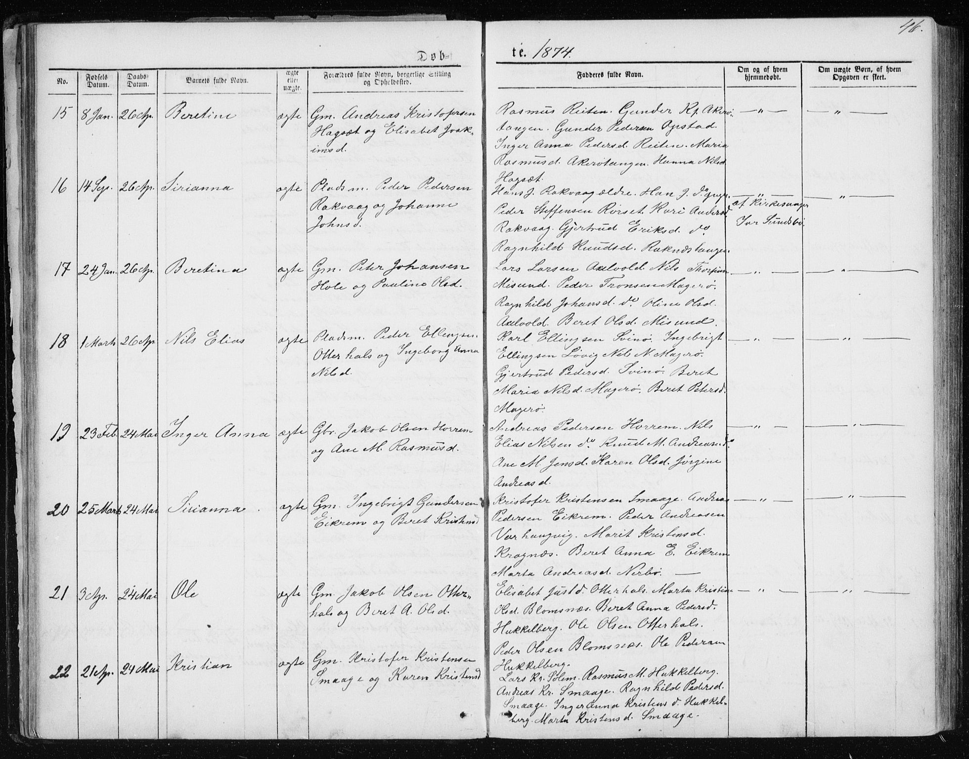 Ministerialprotokoller, klokkerbøker og fødselsregistre - Møre og Romsdal, AV/SAT-A-1454/560/L0724: Klokkerbok nr. 560C01, 1867-1892, s. 46