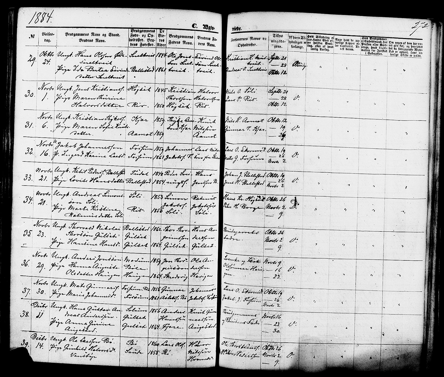 Gjerpen kirkebøker, AV/SAKO-A-265/F/Fa/L0009: Ministerialbok nr. I 9, 1872-1885, s. 272