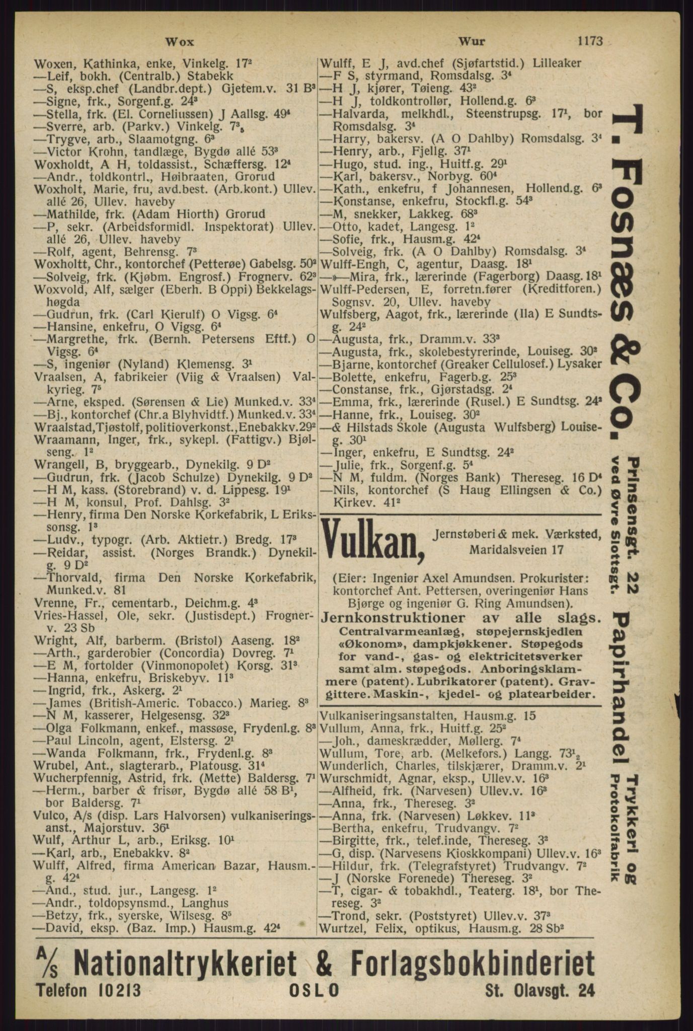 Kristiania/Oslo adressebok, PUBL/-, 1927, s. 1173