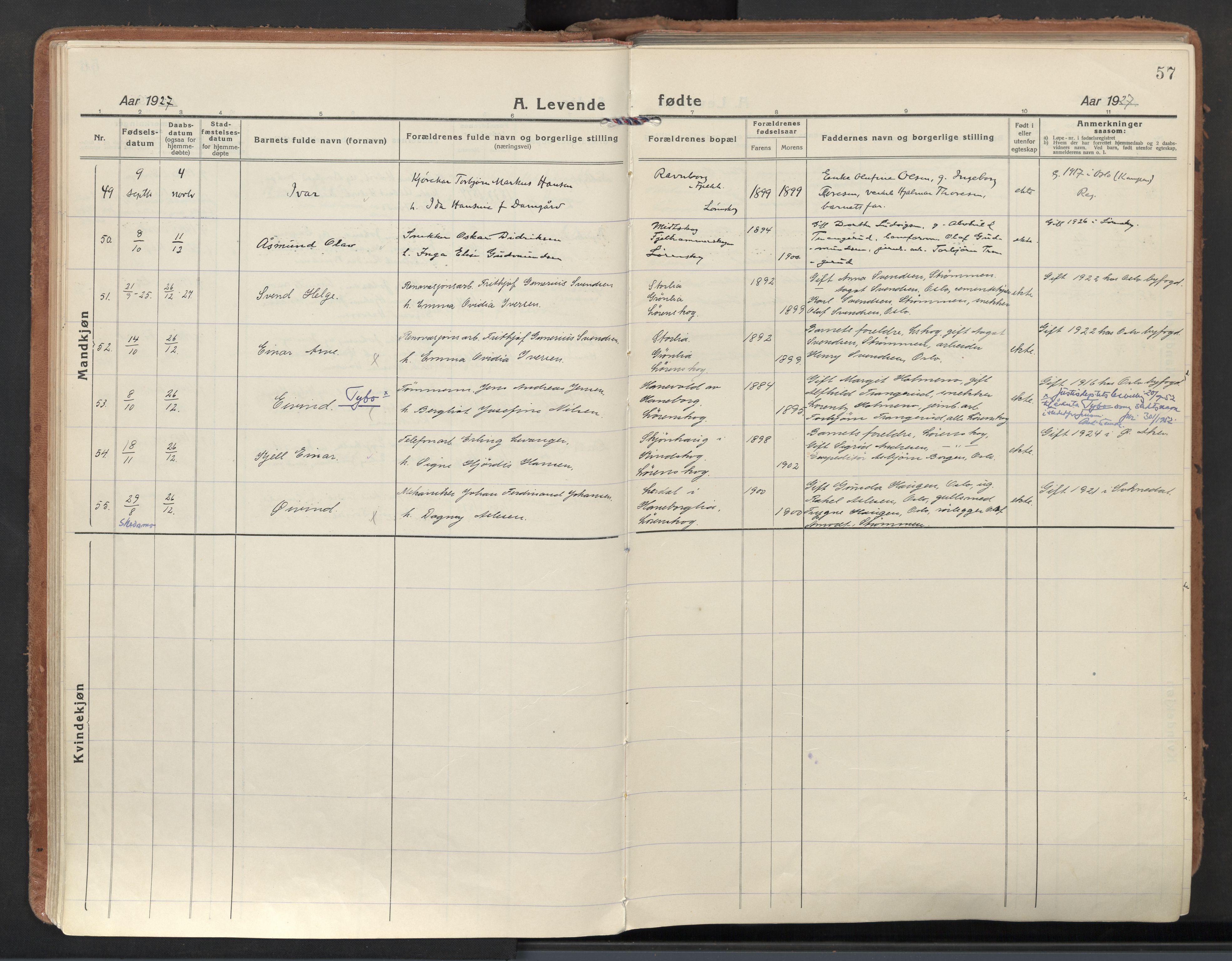 Skedsmo prestekontor Kirkebøker, AV/SAO-A-10033a/F/Fb/L0003: Ministerialbok nr. II 3, 1921-1936, s. 57