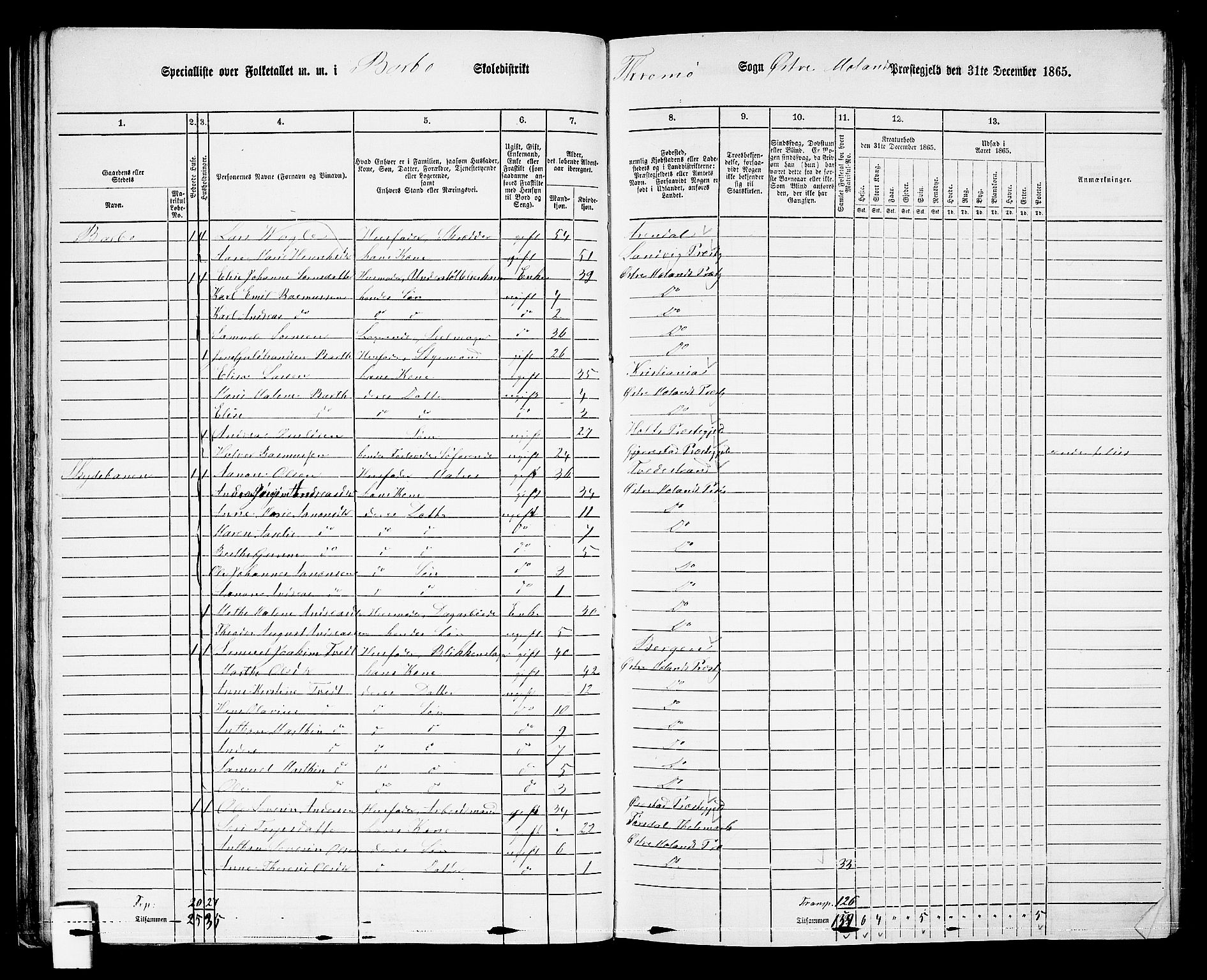 RA, Folketelling 1865 for 0918P Austre Moland prestegjeld, 1865, s. 63