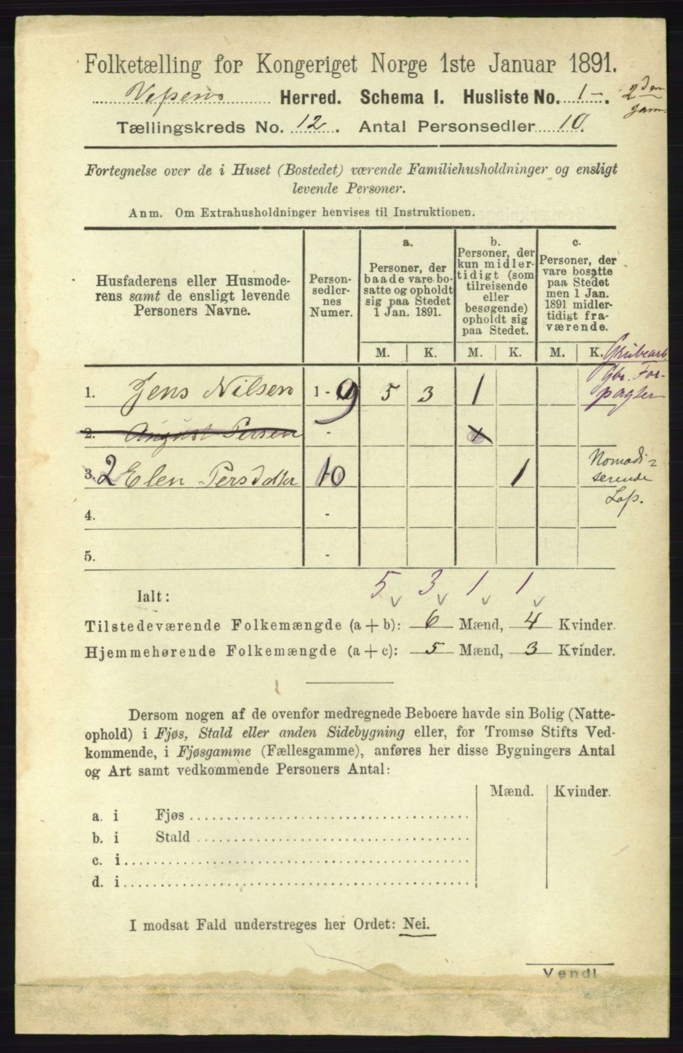 RA, Folketelling 1891 for 1824 Vefsn herred, 1891, s. 6056