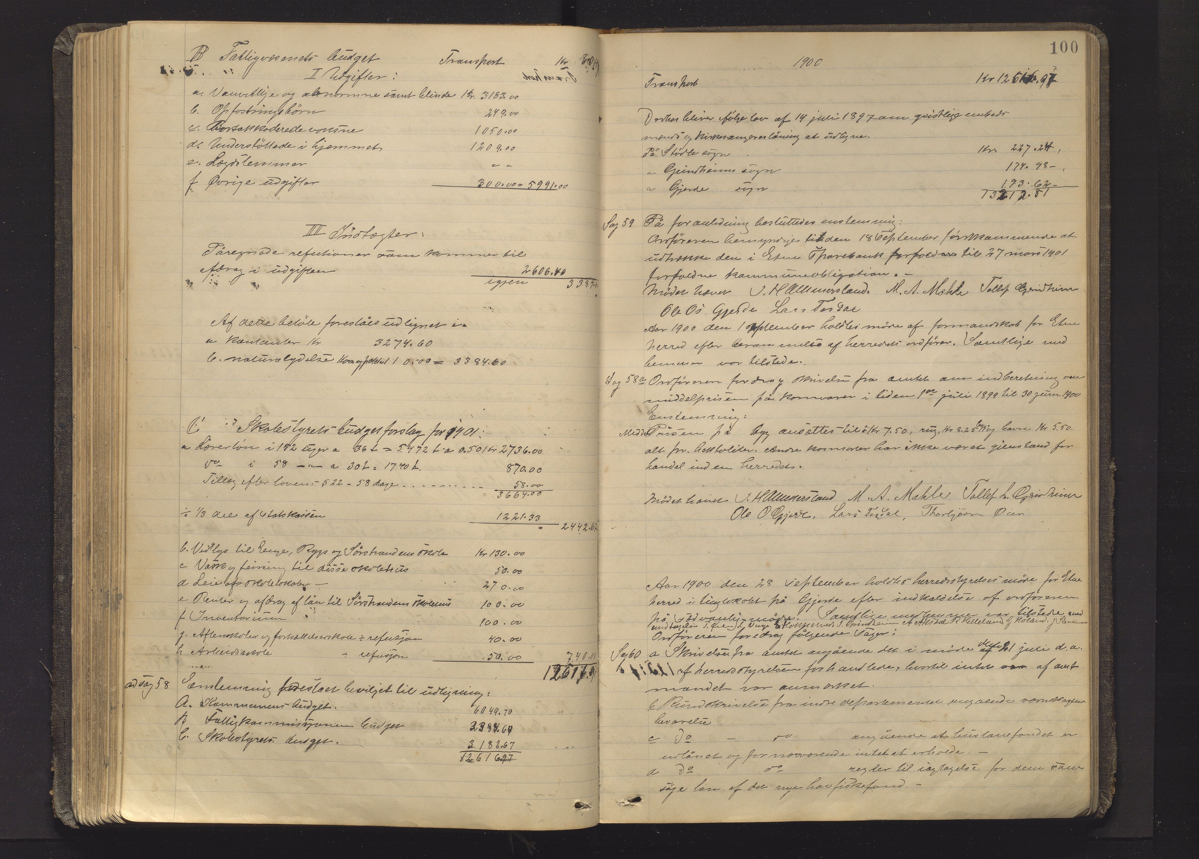 Etne kommune. Formannskapet, IKAH/1211-021/A/Aa/L0004: Møtebok for formannskap og heradsstyre, 1893-1909, s. 100