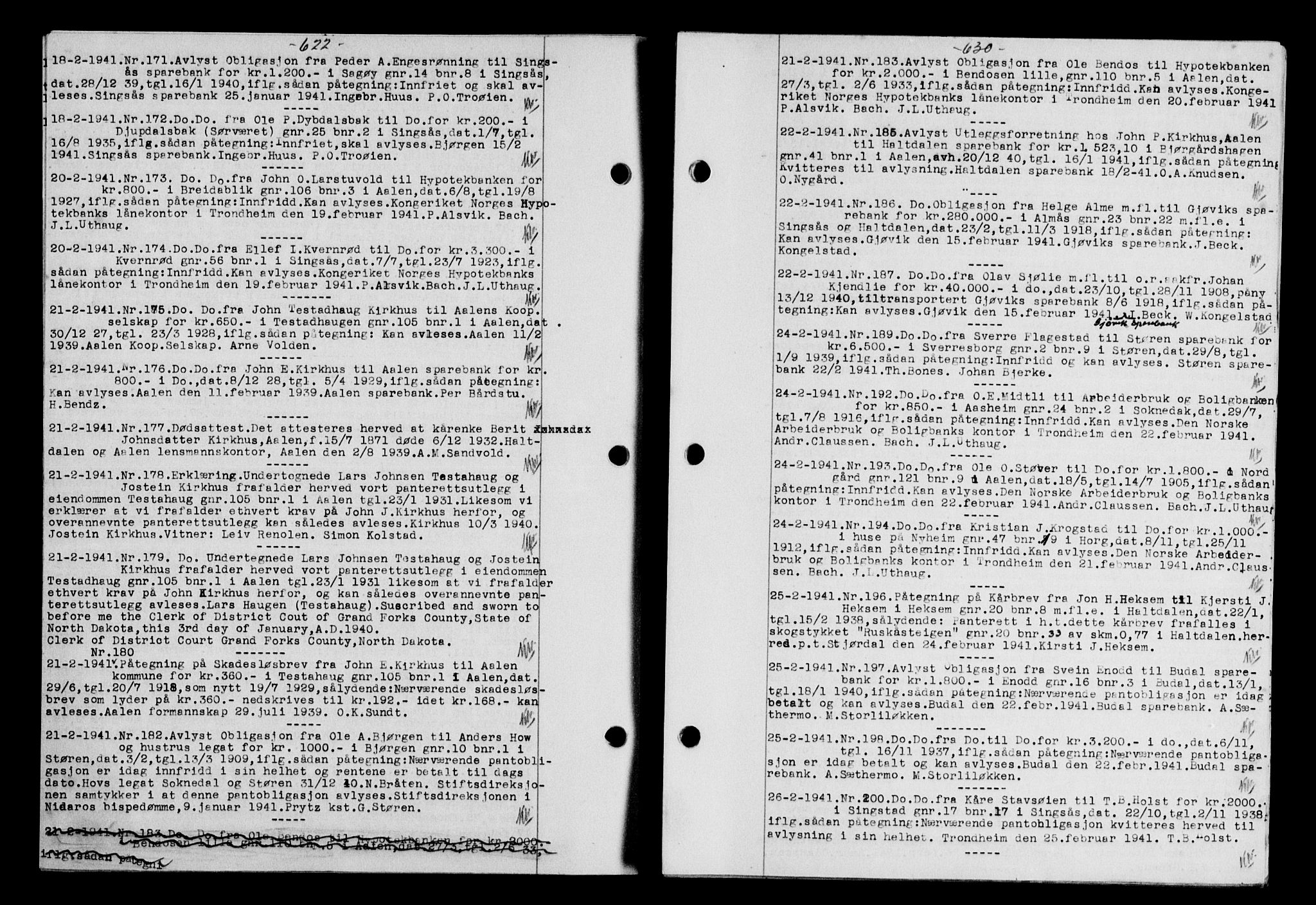 Gauldal sorenskriveri, SAT/A-0014/1/2/2C/L0052: Pantebok nr. 57, 1940-1941, Dagboknr: 171/1941