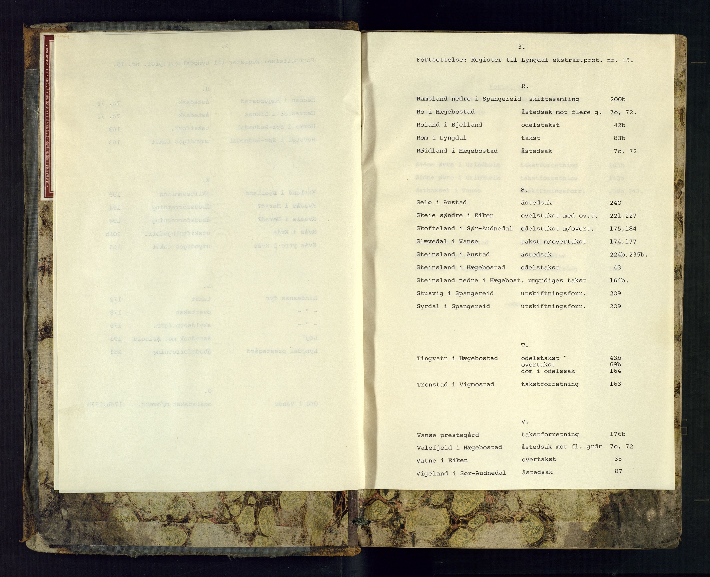 Lyngdal sorenskriveri, SAK/1221-0004/F/Fb/L0079: Ekstrarettsprotokoll nr. 15, 1851-1855