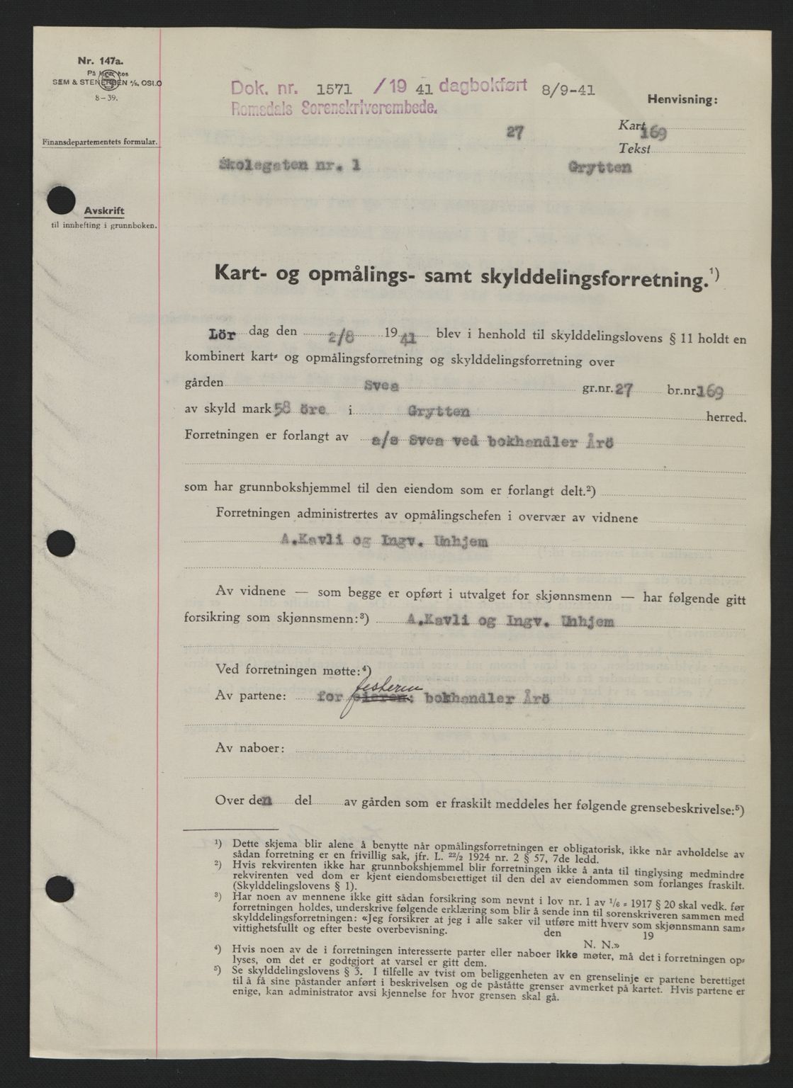 Romsdal sorenskriveri, AV/SAT-A-4149/1/2/2C: Pantebok nr. A10, 1941-1941, Dagboknr: 1571/1941