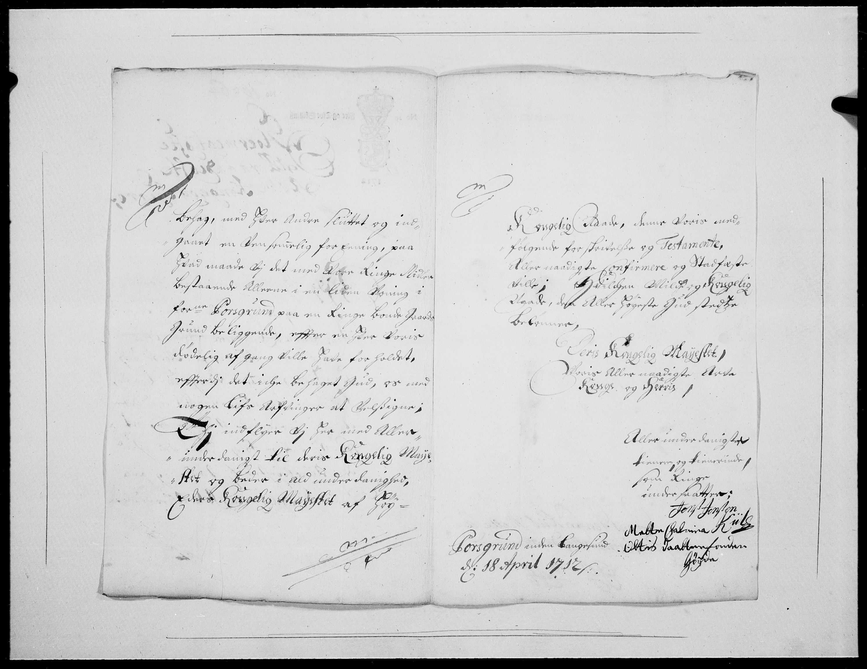 Danske Kanselli 1572-1799, AV/RA-EA-3023/F/Fc/Fcc/Fcca/L0071: Norske innlegg 1572-1799, 1712, s. 65