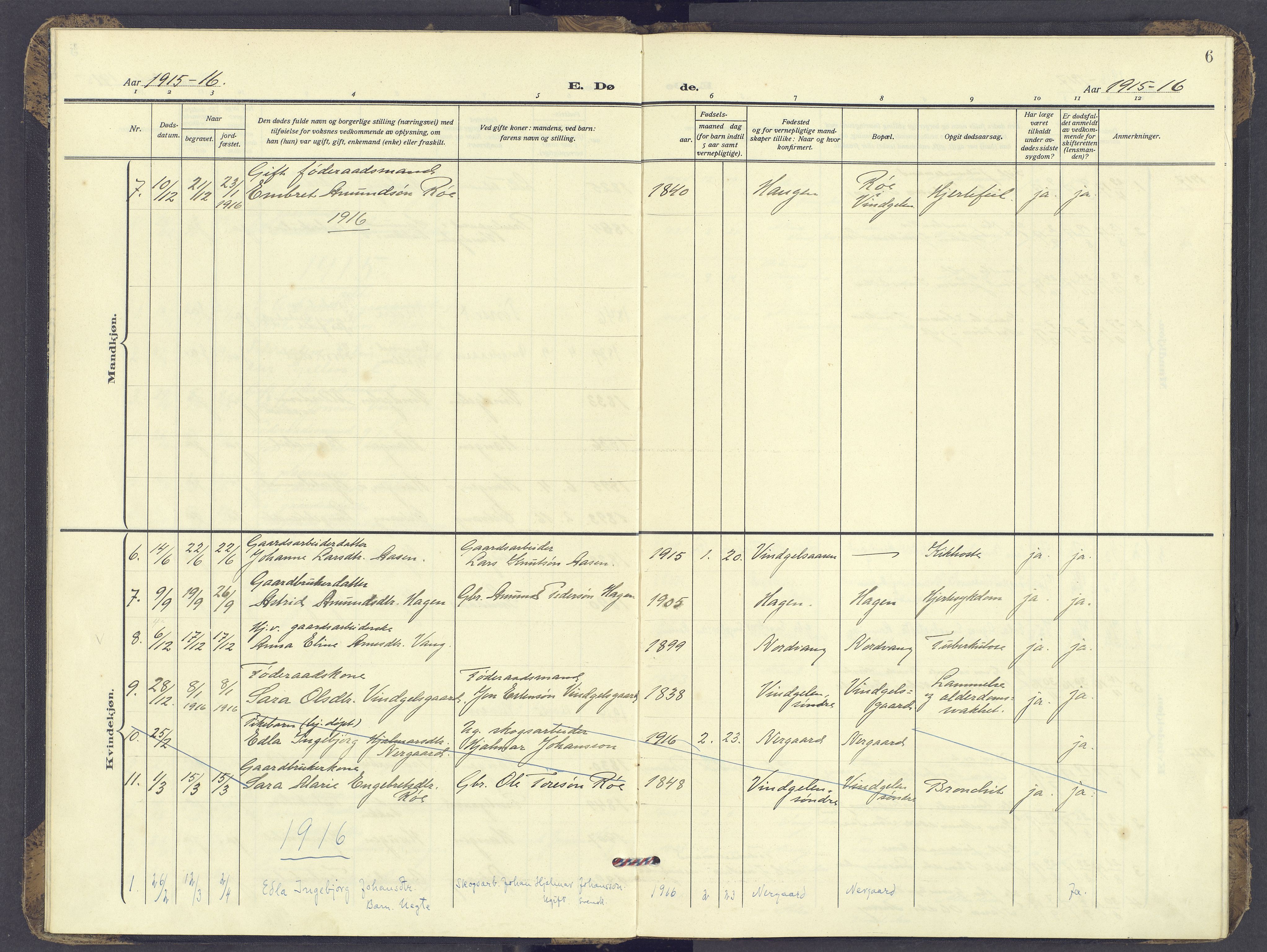 Tolga prestekontor, AV/SAH-PREST-062/K/L0017: Ministerialbok nr. 17, 1909-1979, s. 6