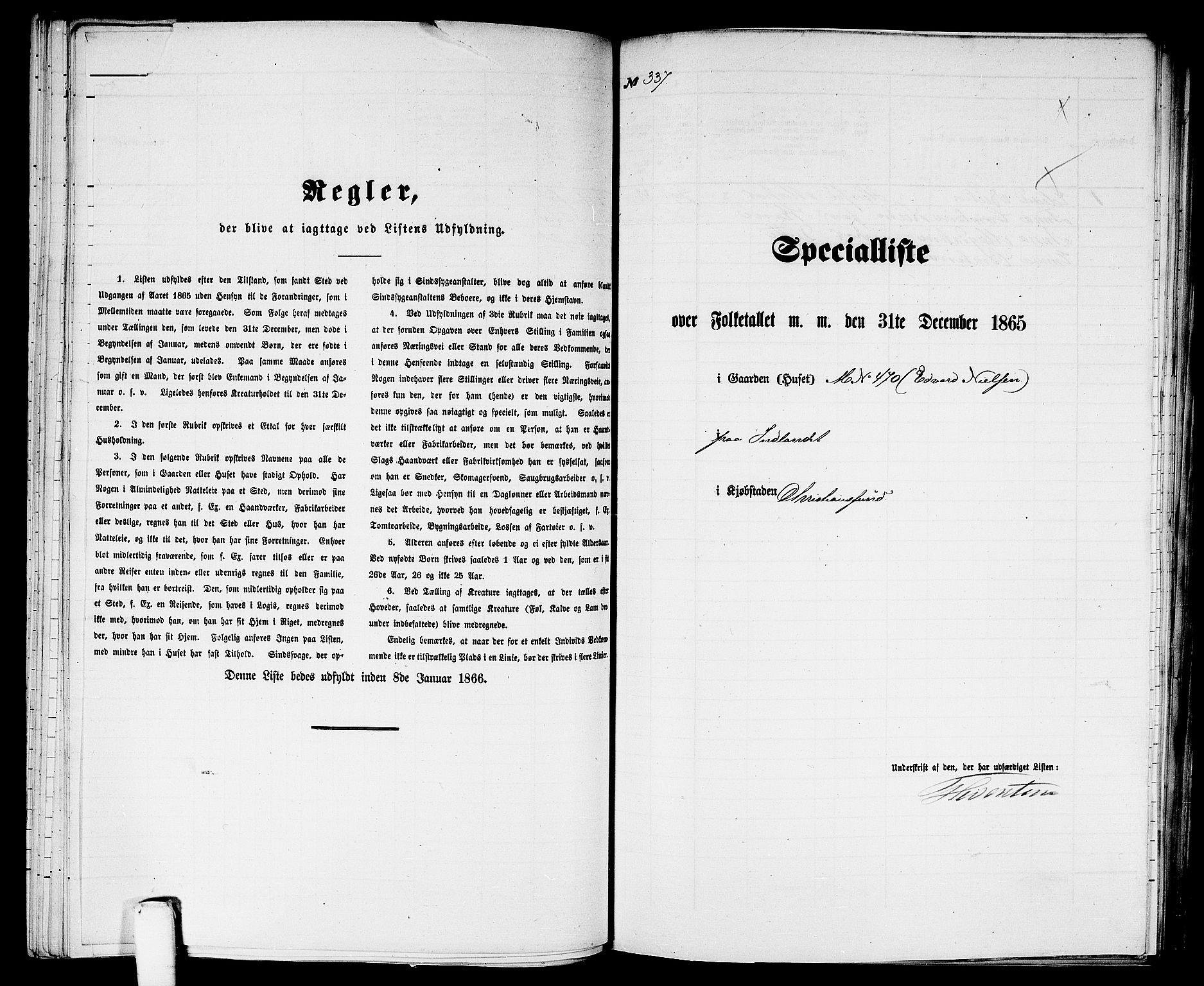RA, Folketelling 1865 for 1503B Kristiansund prestegjeld, Kristiansund kjøpstad, 1865, s. 688