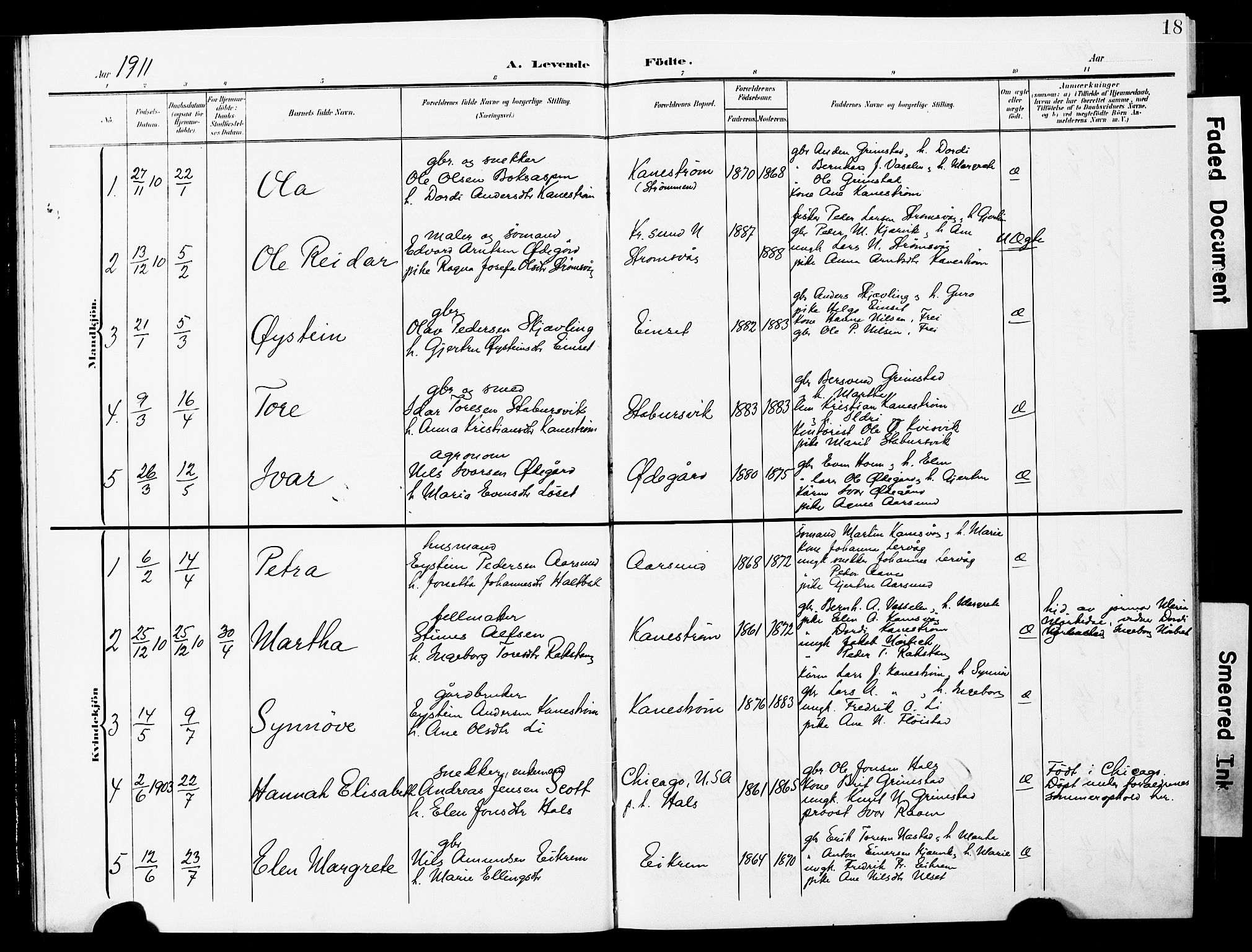 Ministerialprotokoller, klokkerbøker og fødselsregistre - Møre og Romsdal, SAT/A-1454/587/L1001: Klokkerbok nr. 587C01, 1906-1927, s. 18