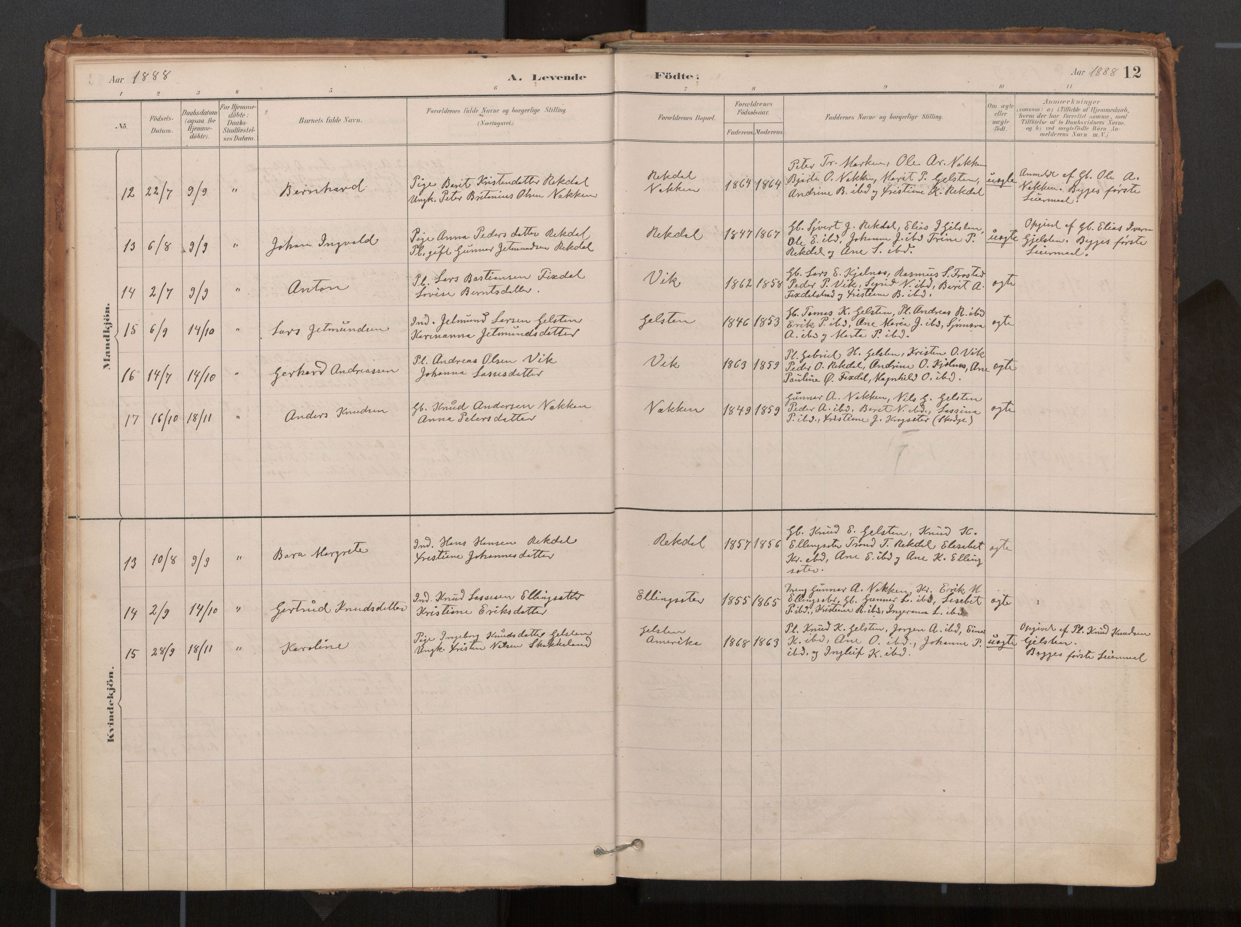 Ministerialprotokoller, klokkerbøker og fødselsregistre - Møre og Romsdal, AV/SAT-A-1454/540/L0540a: Ministerialbok nr. 540A02, 1884-1908, s. 12