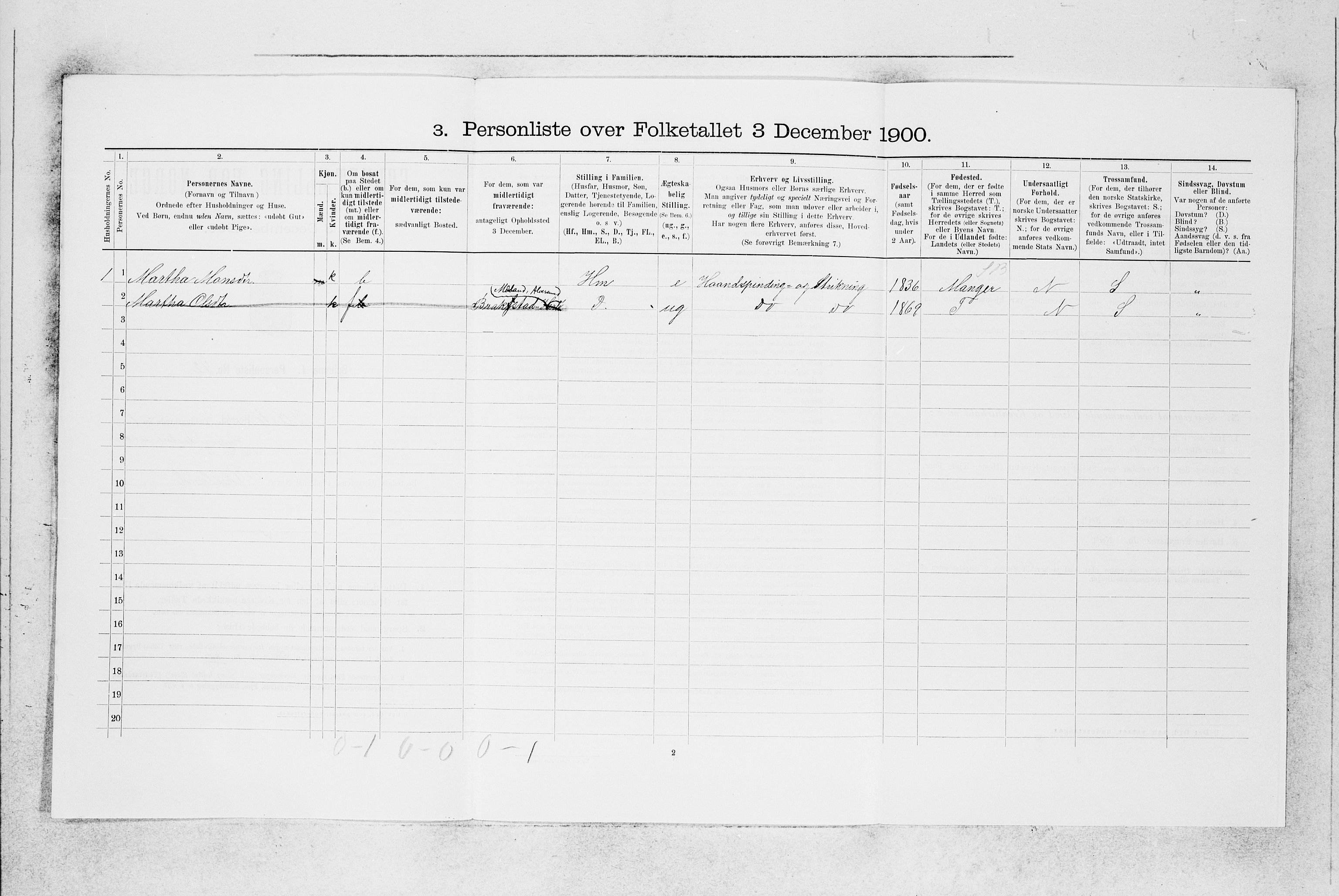 SAB, Folketelling 1900 for 1258 Herdla herred, 1900, s. 157