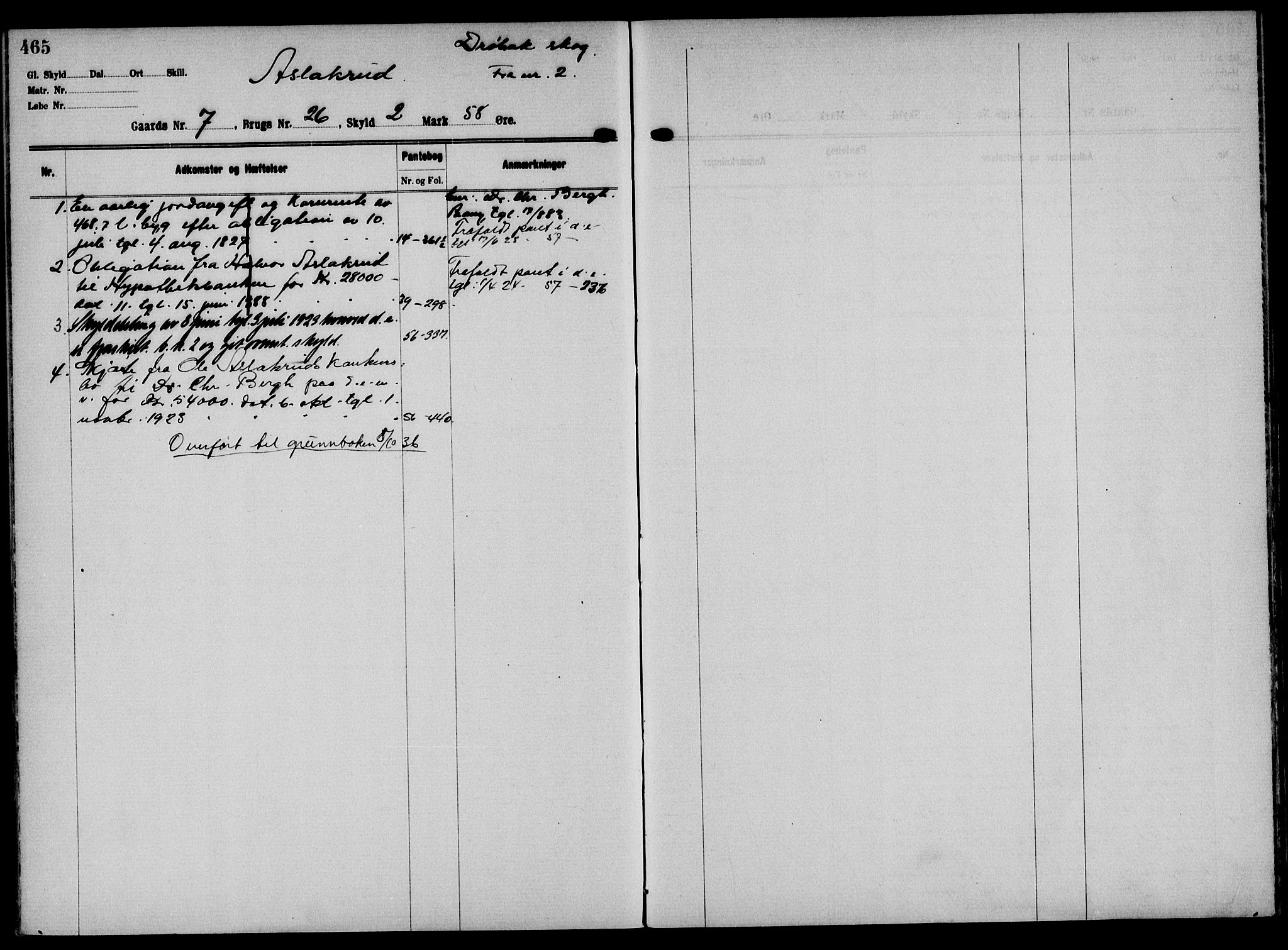 Solør tingrett, AV/SAH-TING-008/H/Ha/Hak/L0001: Panteregister nr. I, 1900-1935, s. 465