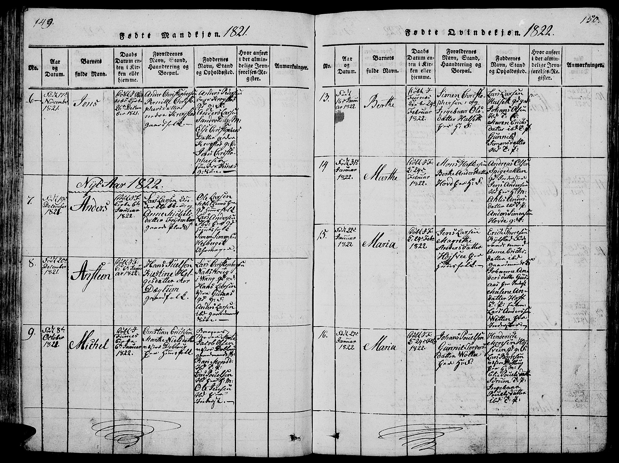 Vang prestekontor, Hedmark, SAH/PREST-008/H/Ha/Hab/L0005: Klokkerbok nr. 5, 1815-1836, s. 149-150