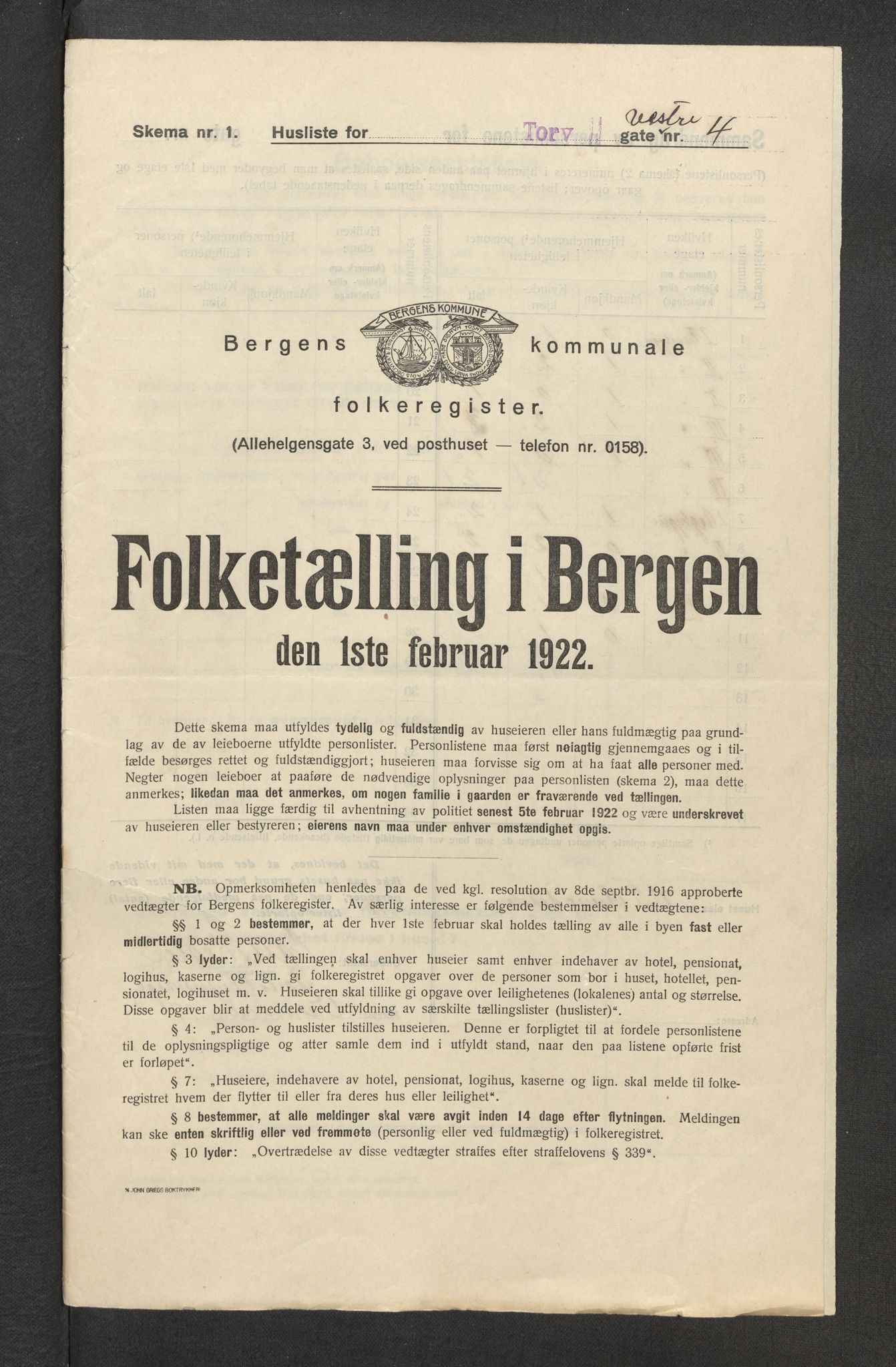 SAB, Kommunal folketelling 1922 for Bergen kjøpstad, 1922, s. 44589