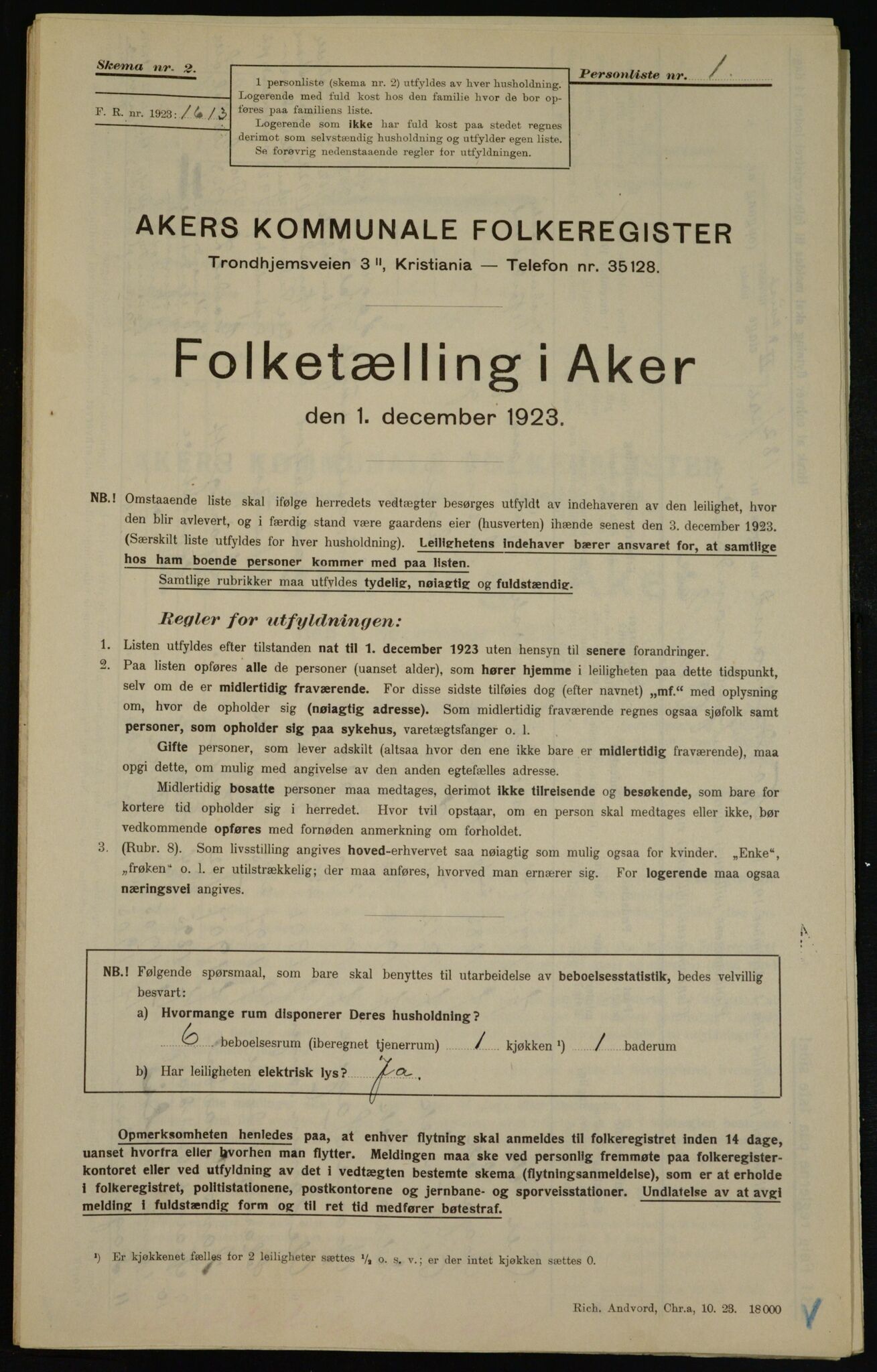 , Kommunal folketelling 1.12.1923 for Aker, 1923, s. 45794