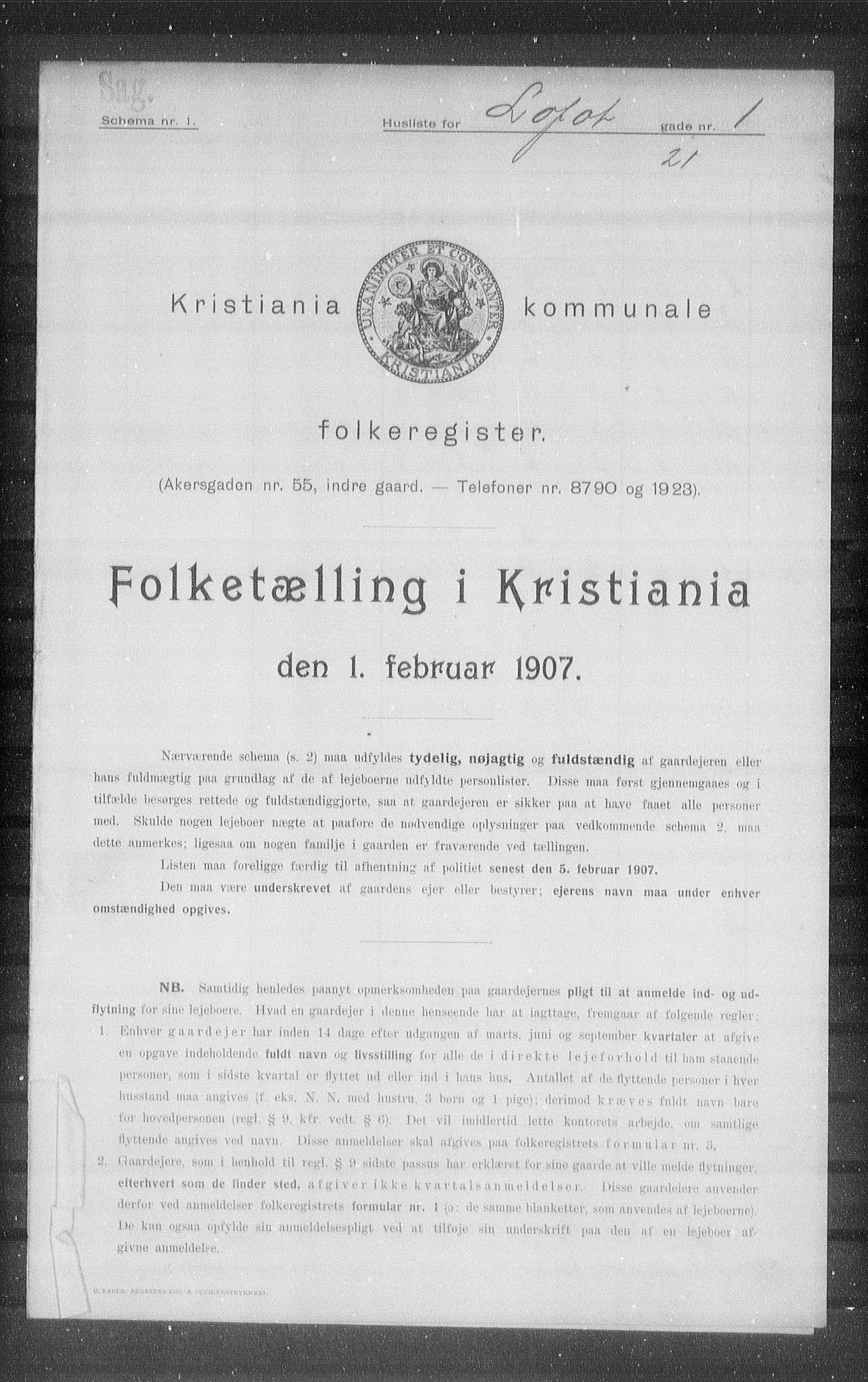 OBA, Kommunal folketelling 1.2.1907 for Kristiania kjøpstad, 1907, s. 29817