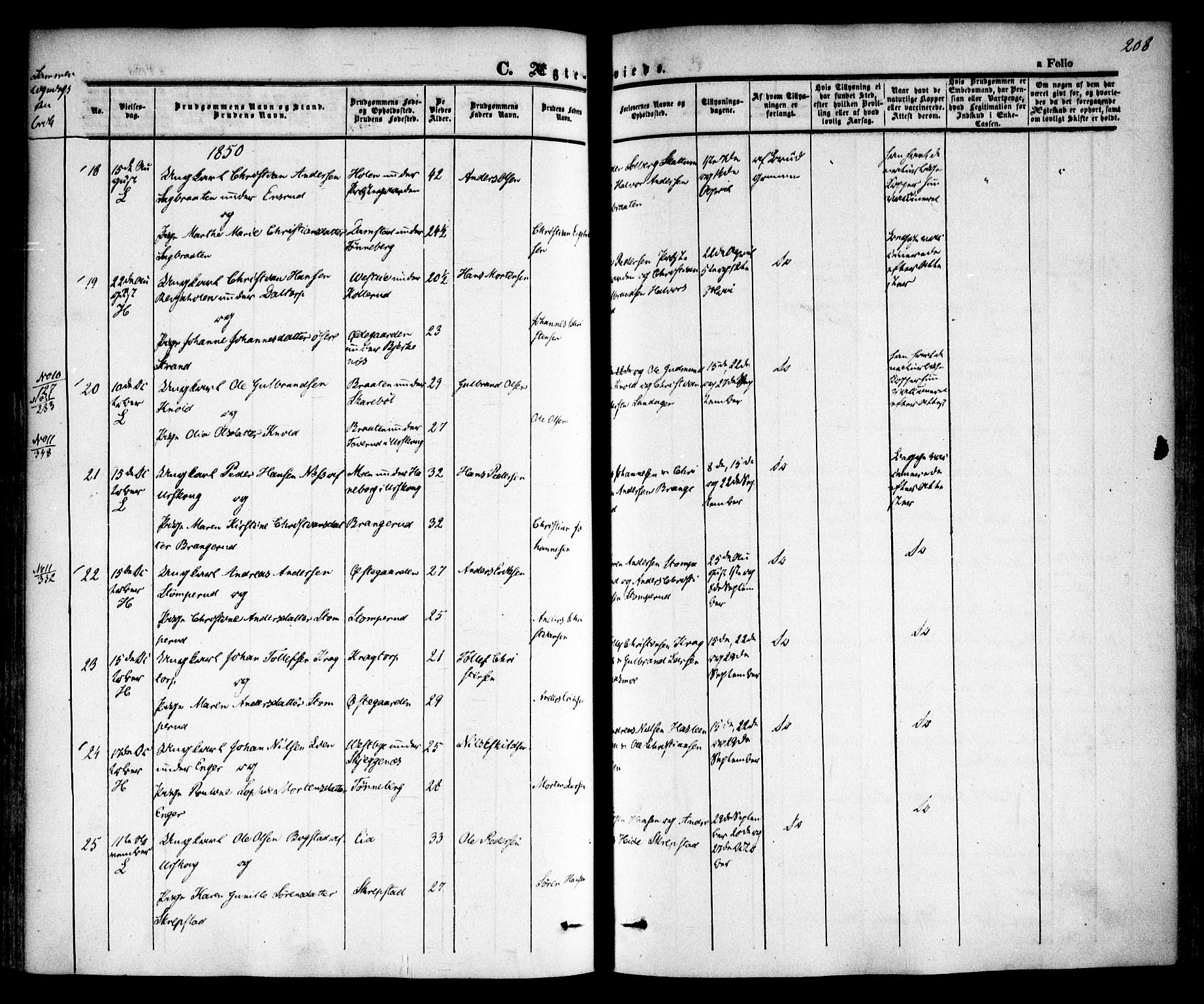 Høland prestekontor Kirkebøker, AV/SAO-A-10346a/F/Fa/L0009: Ministerialbok nr. I 9, 1846-1853, s. 208