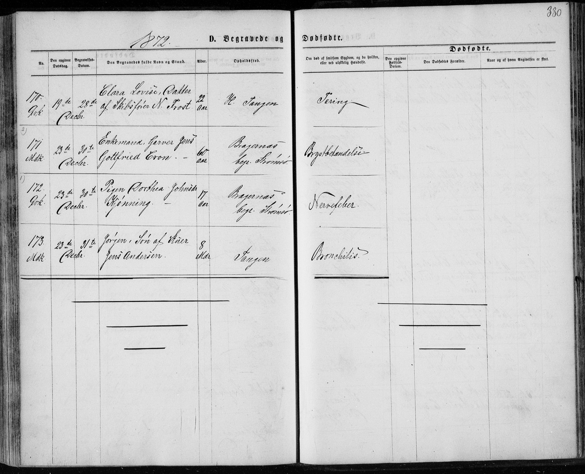 Strømsø kirkebøker, AV/SAKO-A-246/F/Fa/L0016: Ministerialbok nr. I 16, 1868-1873, s. 330
