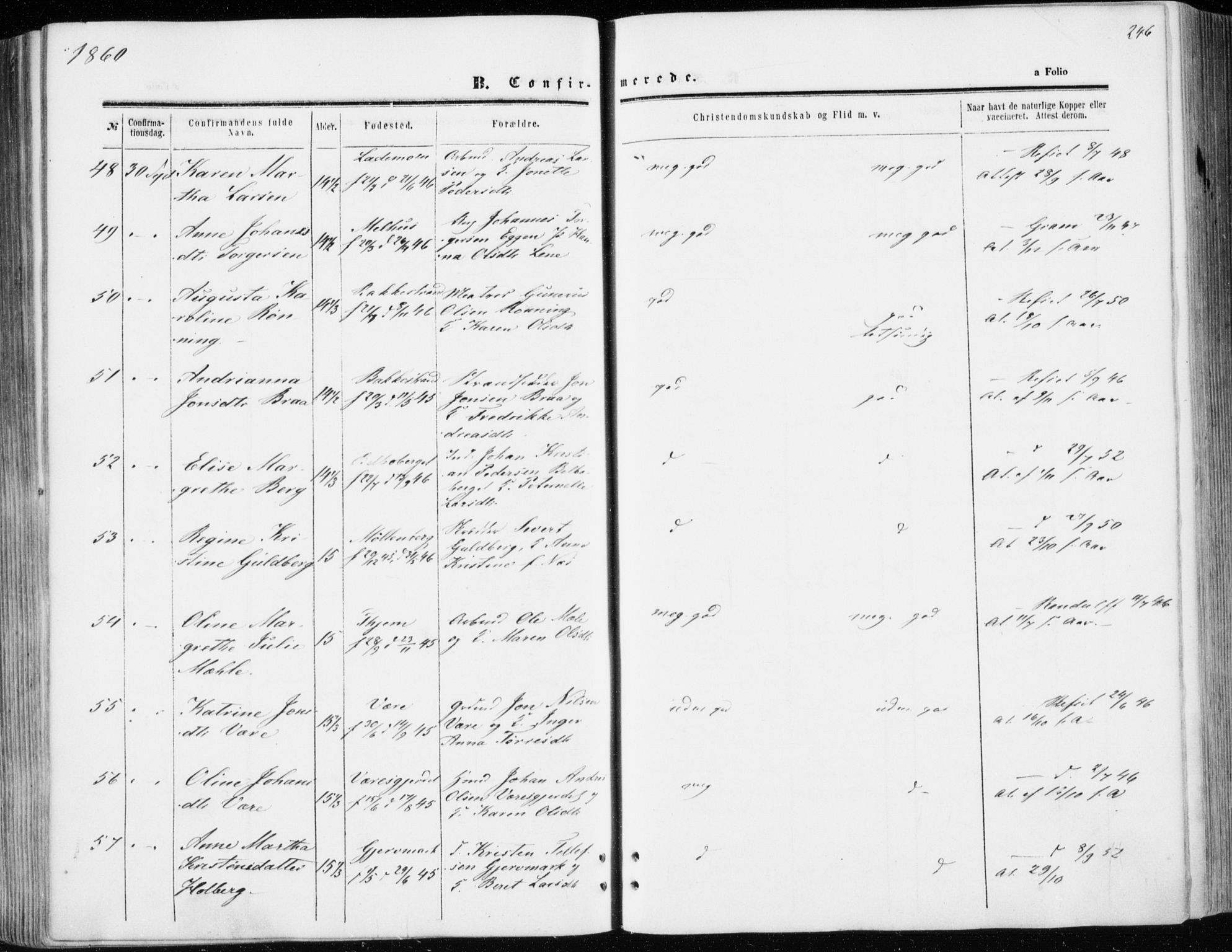 Ministerialprotokoller, klokkerbøker og fødselsregistre - Sør-Trøndelag, AV/SAT-A-1456/606/L0292: Ministerialbok nr. 606A07, 1856-1865, s. 246