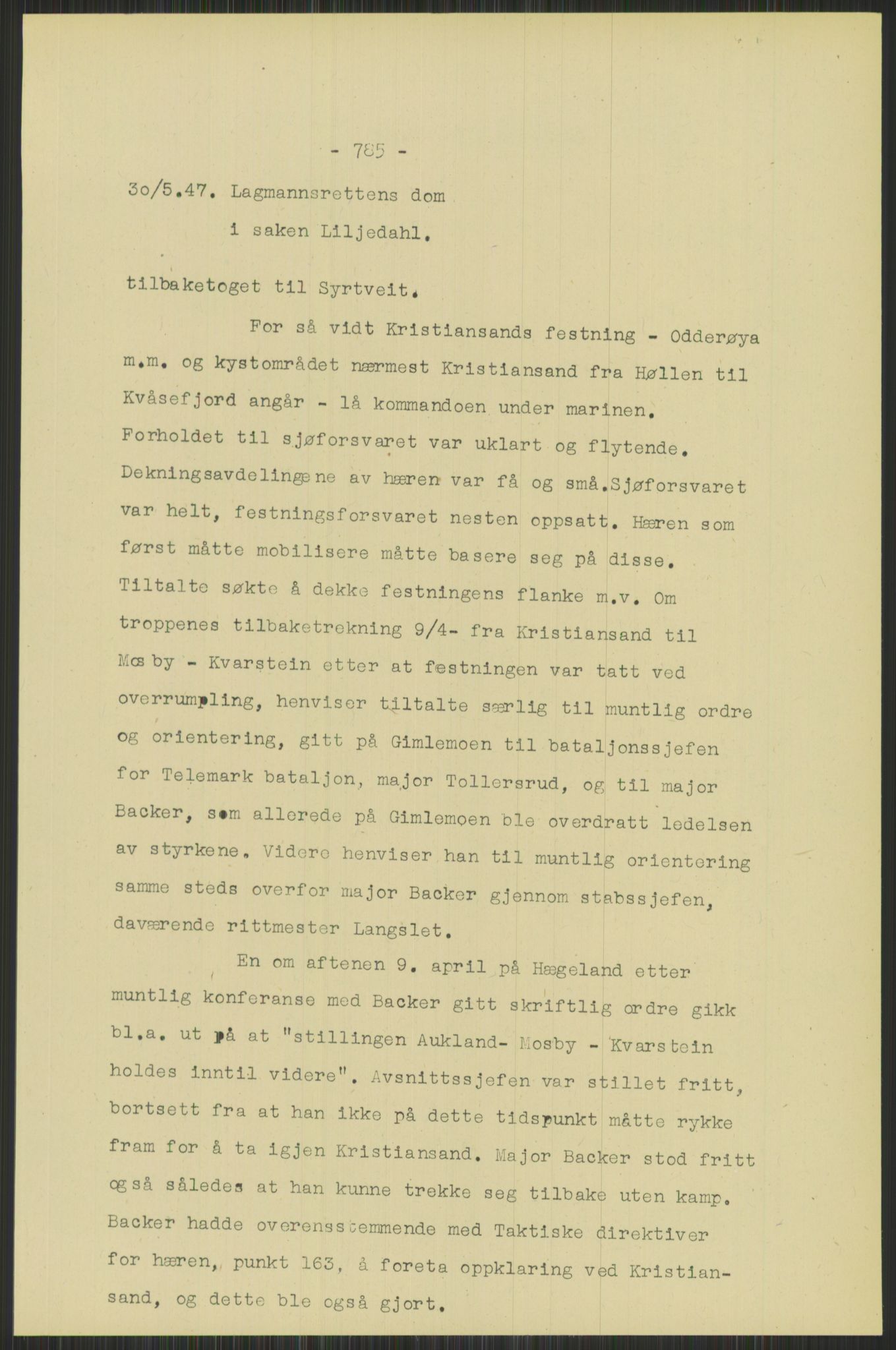 Forsvaret, Forsvarets krigshistoriske avdeling, RA/RAFA-2017/Y/Yb/L0095: II-C-11-335  -  3. Divisjon.  Sak mot general Finn Backer m.fl., 1940-1948, s. 19