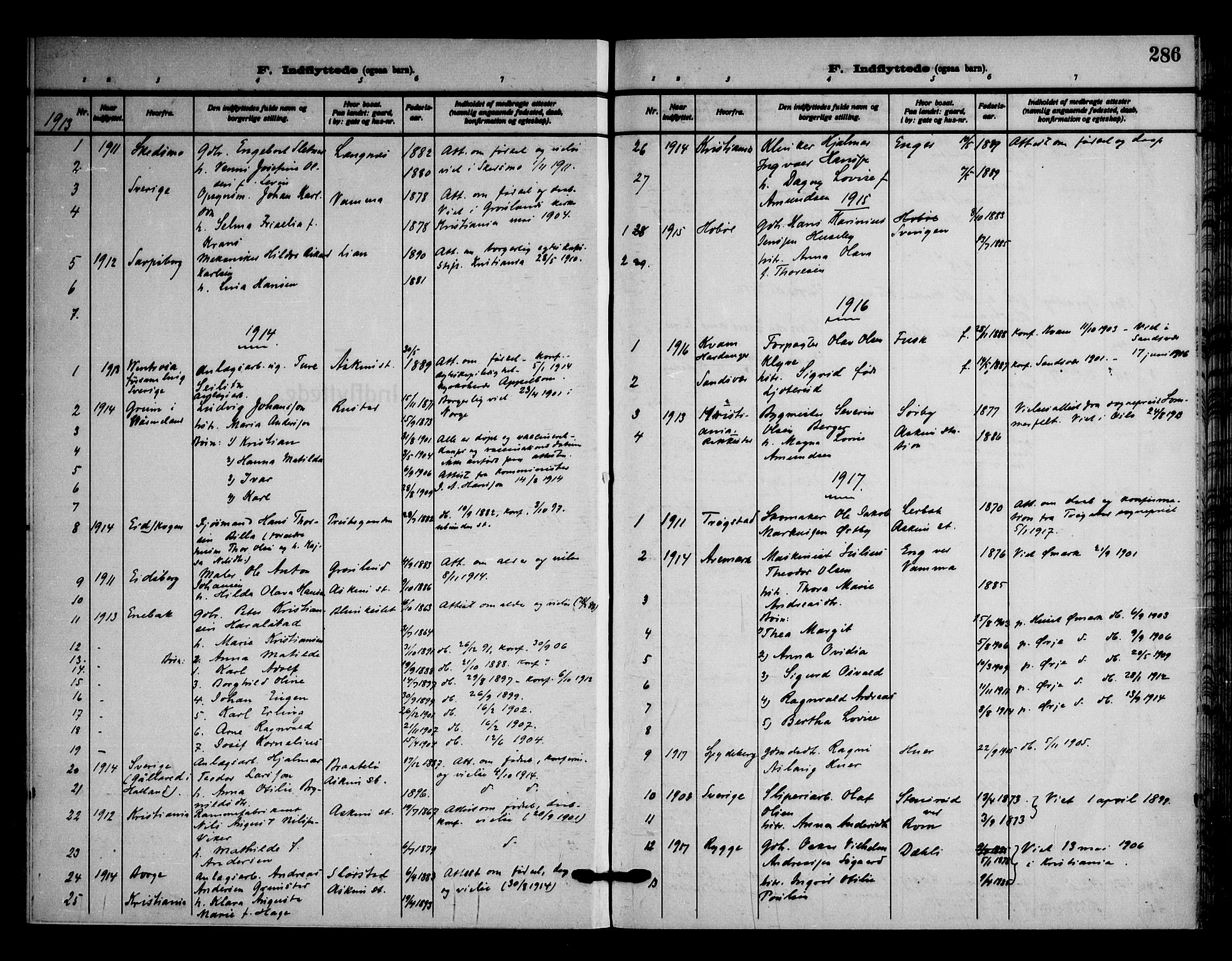 Askim prestekontor Kirkebøker, AV/SAO-A-10900/F/Fa/L0009: Ministerialbok nr. 9, 1913-1923, s. 286