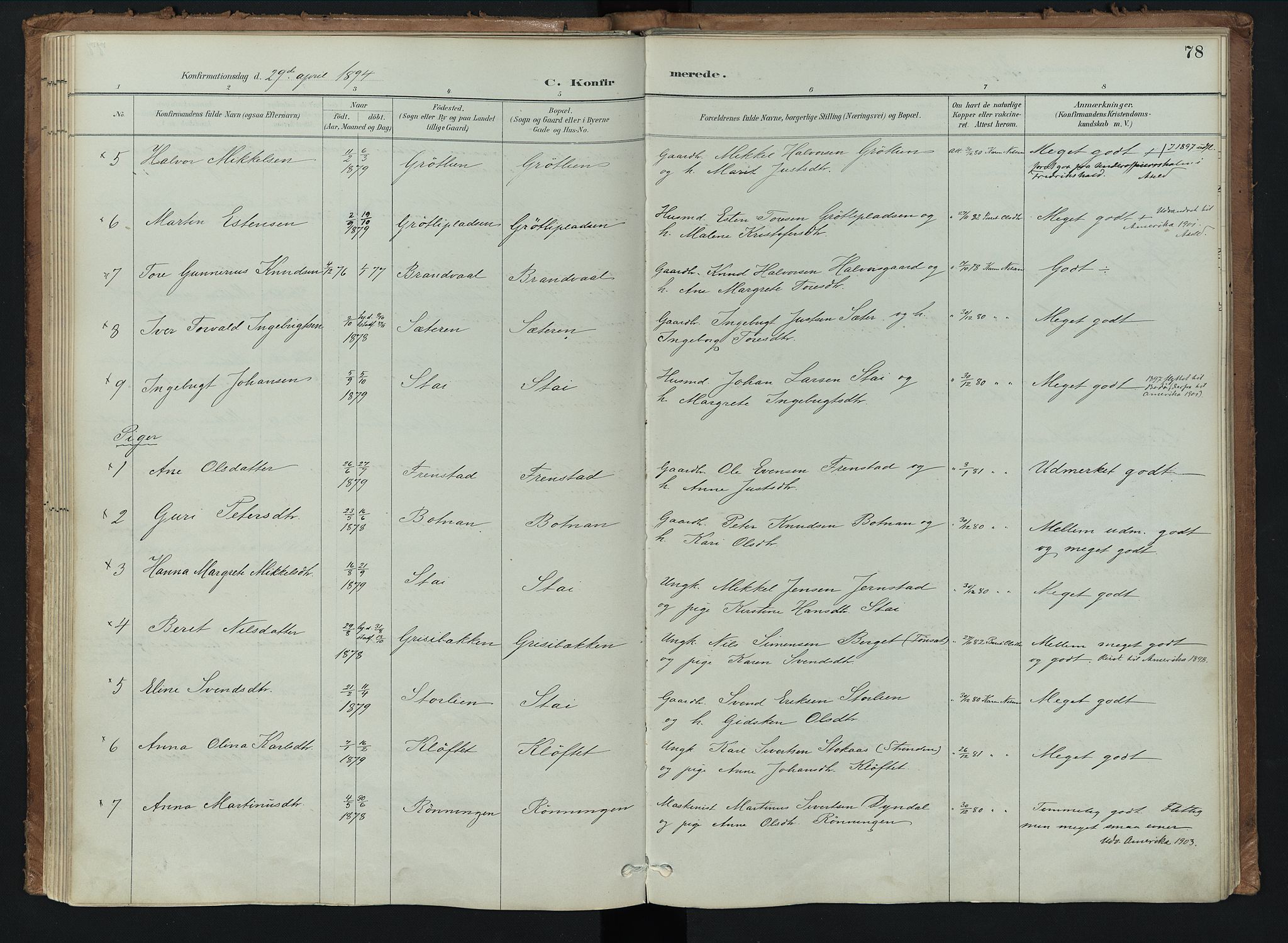 Kvikne prestekontor, AV/SAH-PREST-064/H/Ha/Haa/L0008: Ministerialbok nr. 8, 1887-1911, s. 78