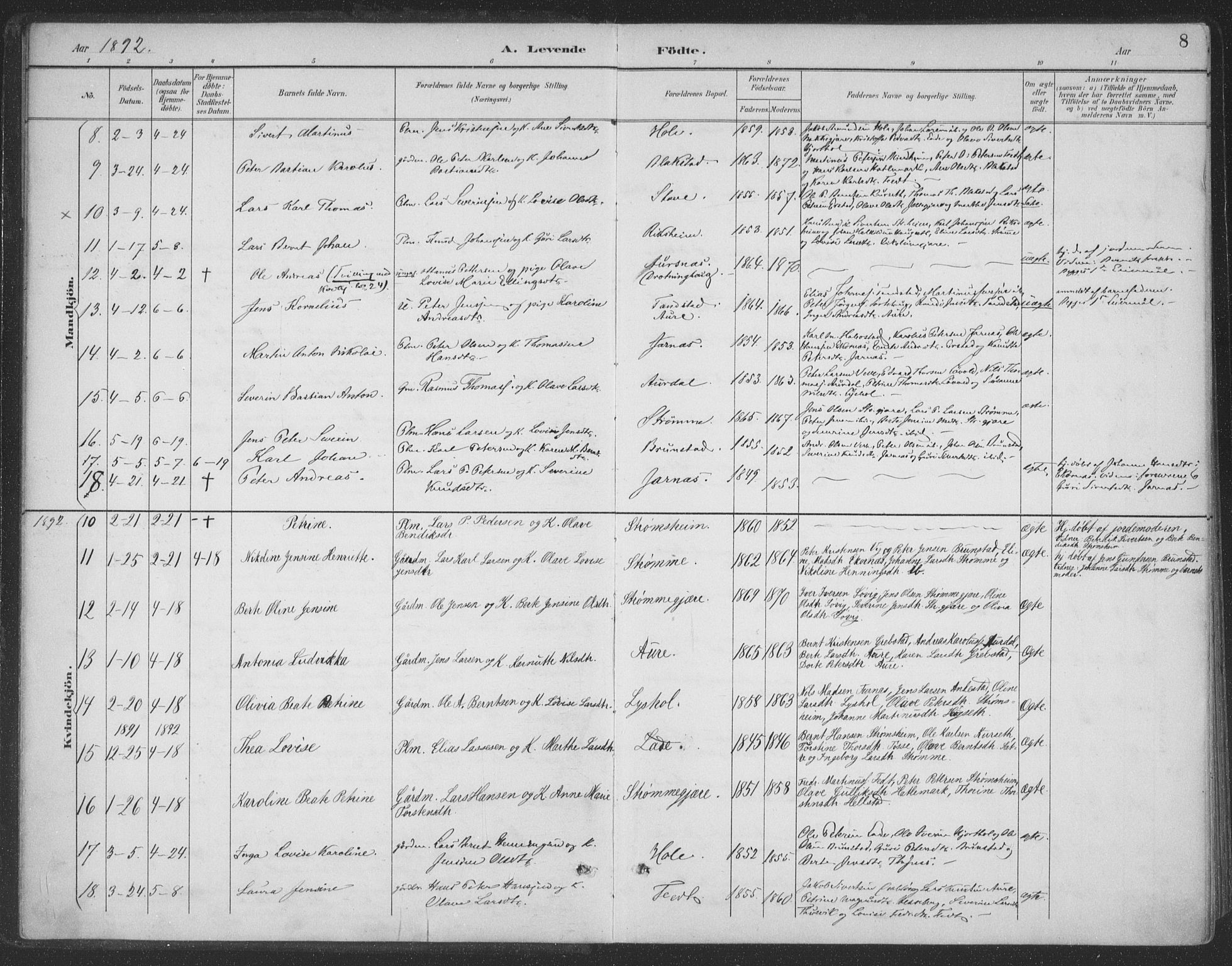 Ministerialprotokoller, klokkerbøker og fødselsregistre - Møre og Romsdal, SAT/A-1454/523/L0335: Ministerialbok nr. 523A02, 1891-1911, s. 8
