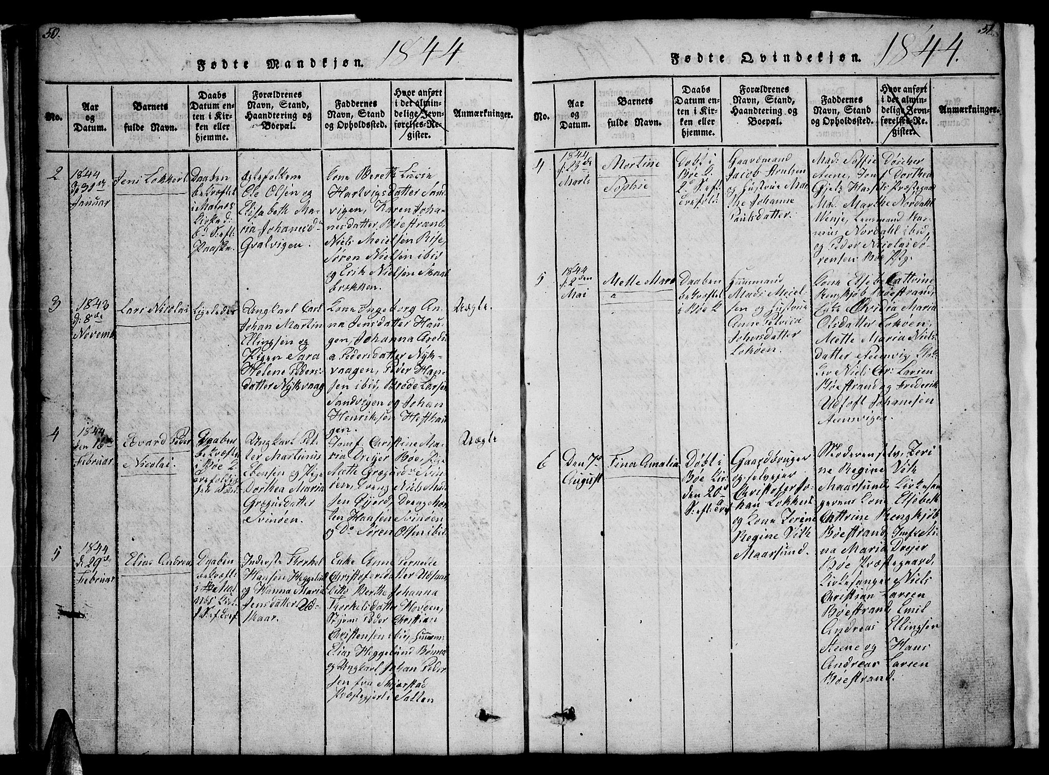 Ministerialprotokoller, klokkerbøker og fødselsregistre - Nordland, AV/SAT-A-1459/891/L1312: Klokkerbok nr. 891C01, 1820-1856, s. 50-51