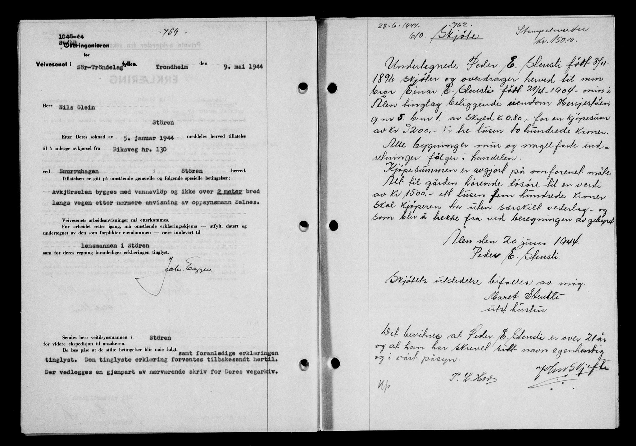 Gauldal sorenskriveri, SAT/A-0014/1/2/2C/L0057: Pantebok nr. 62, 1943-1944, Dagboknr: 610/1944
