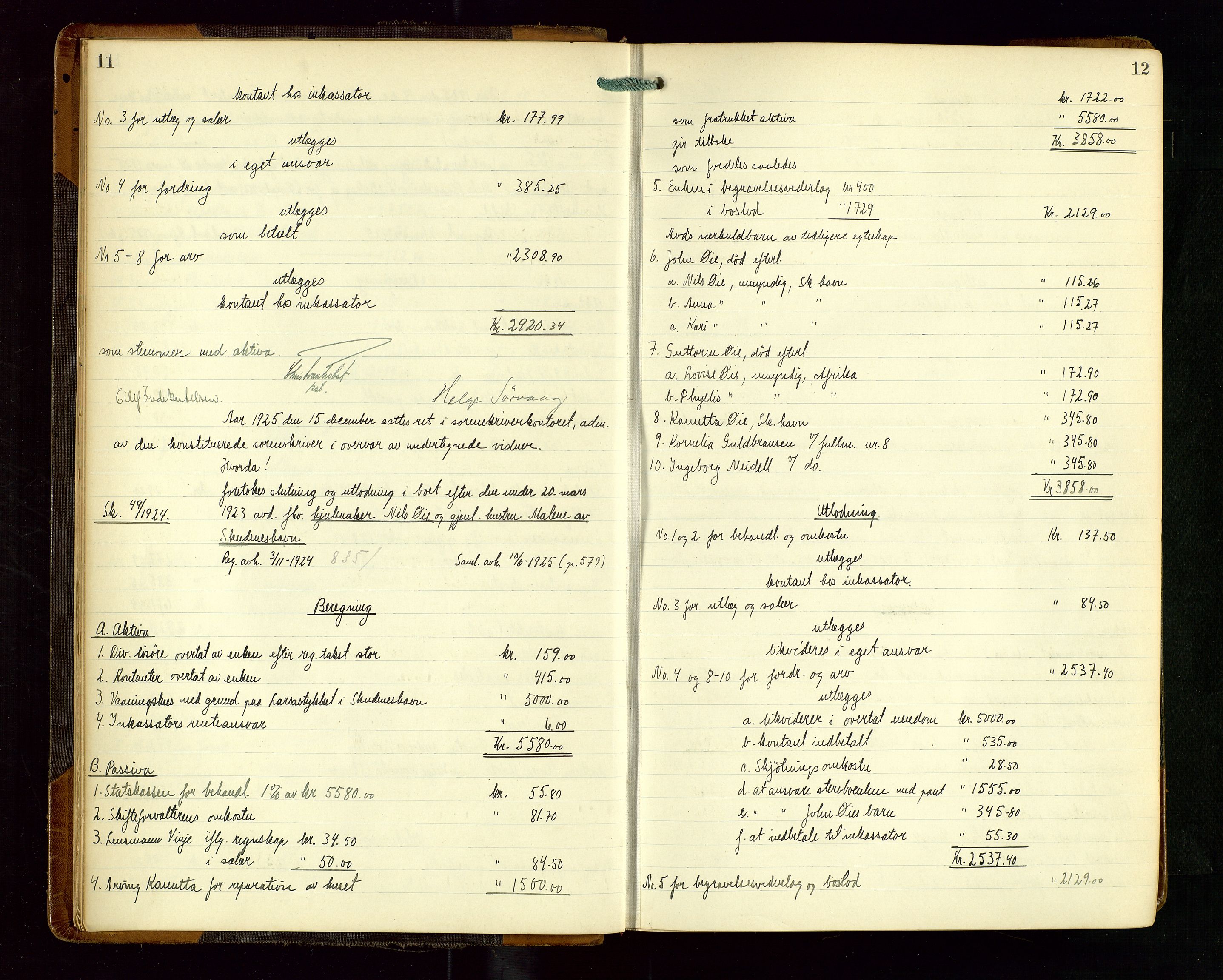 Karmsund sorenskriveri, AV/SAST-A-100311/01/IV/IVGB/L0004: SKIFTEUTLODNINGSPROTOKOLL, 1925-1931, s. 11-12