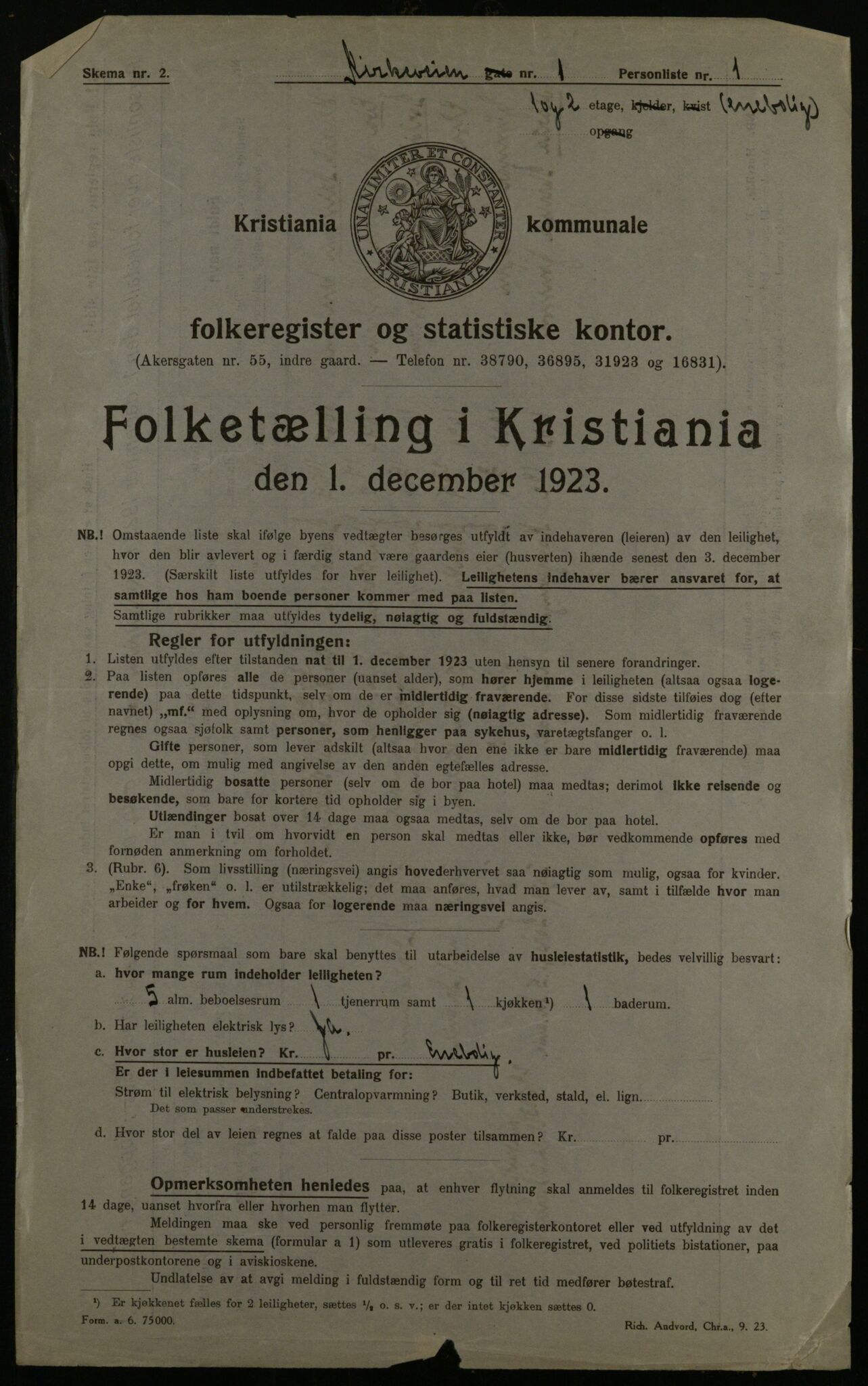 OBA, Kommunal folketelling 1.12.1923 for Kristiania, 1923, s. 56601