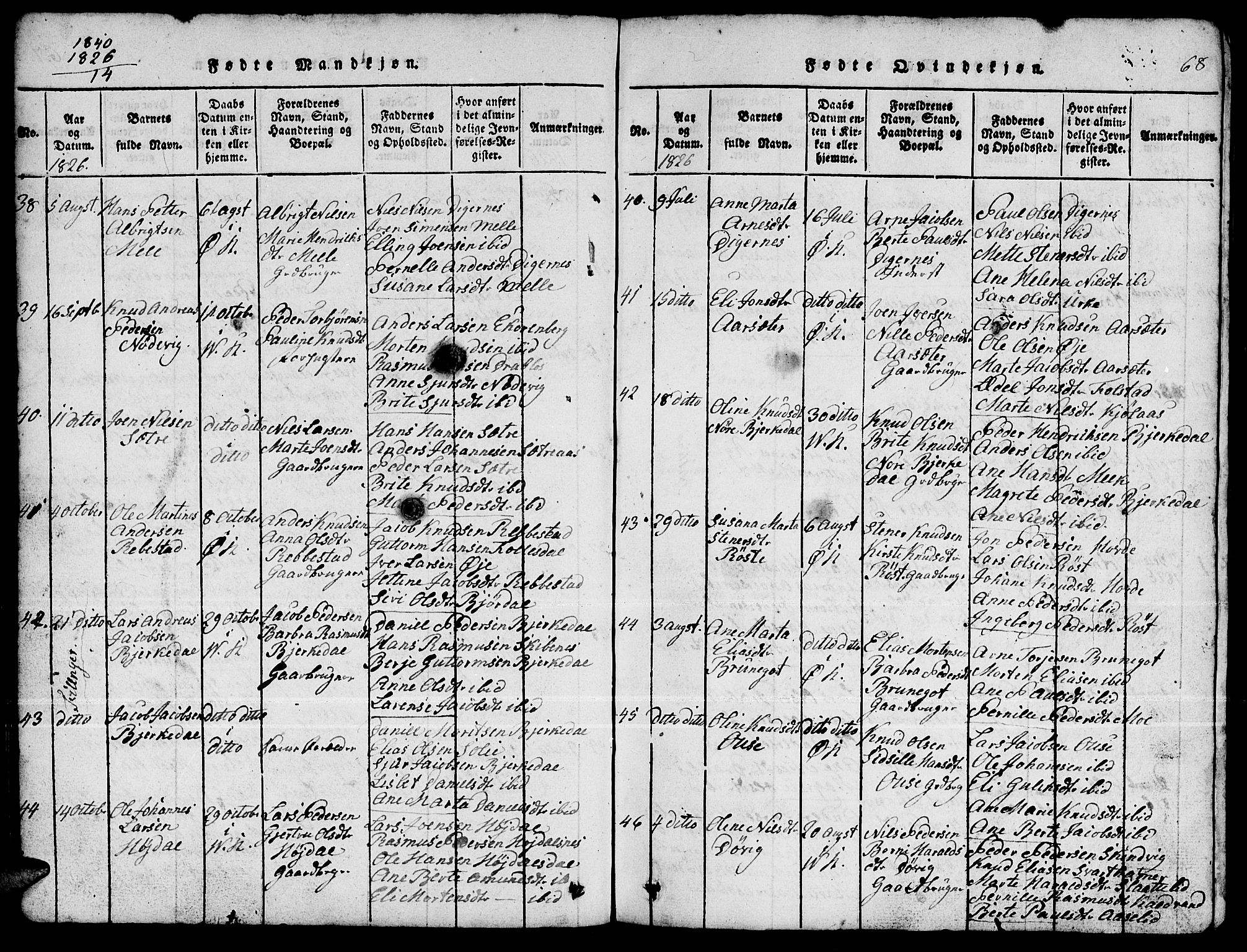 Ministerialprotokoller, klokkerbøker og fødselsregistre - Møre og Romsdal, AV/SAT-A-1454/511/L0155: Klokkerbok nr. 511C01, 1817-1829, s. 68