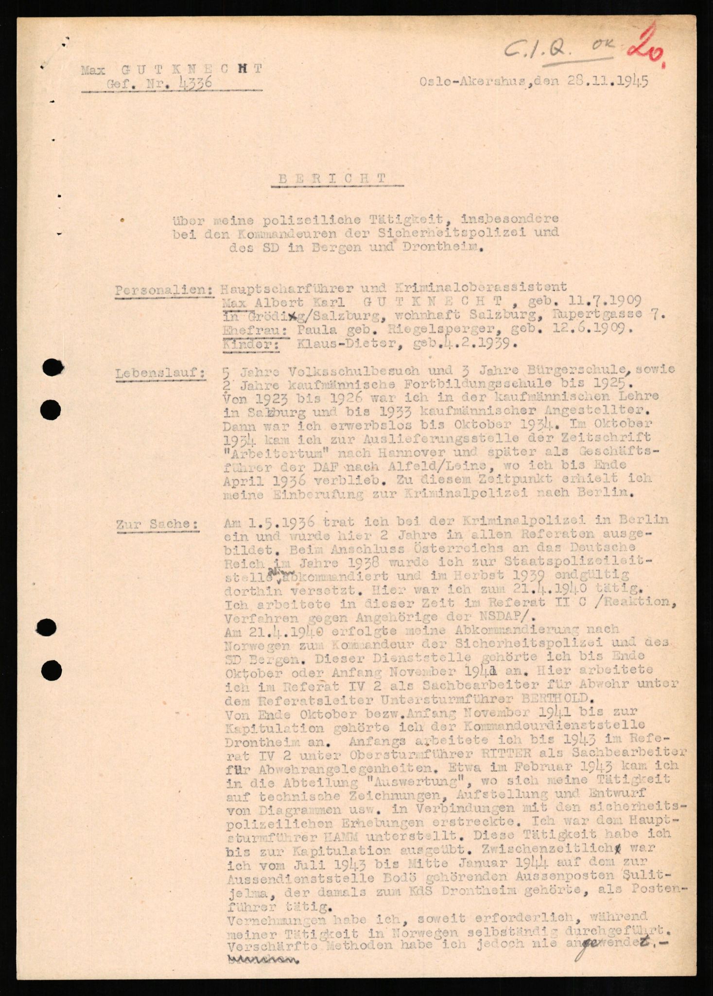 Forsvaret, Forsvarets overkommando II, AV/RA-RAFA-3915/D/Db/L0010: CI Questionaires. Tyske okkupasjonsstyrker i Norge. Tyskere., 1945-1946, s. 653