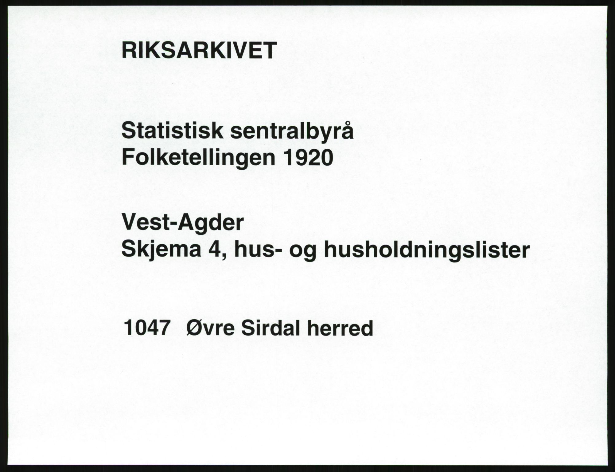 SAK, Folketelling 1920 for 1047 Øvre Sirdal herred, 1920, s. 39