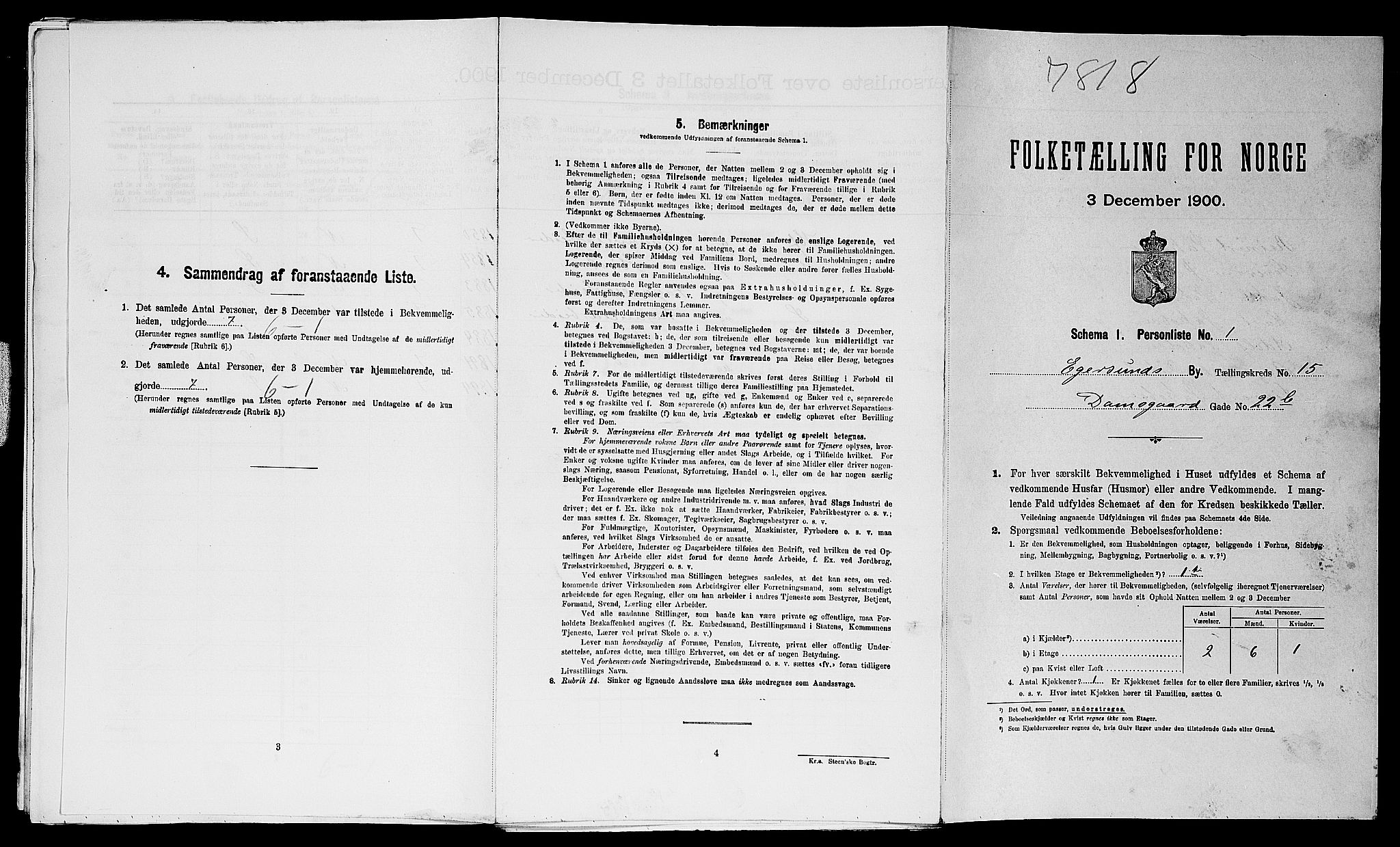 SAST, Folketelling 1900 for 1101 Egersund ladested, 1900, s. 2327